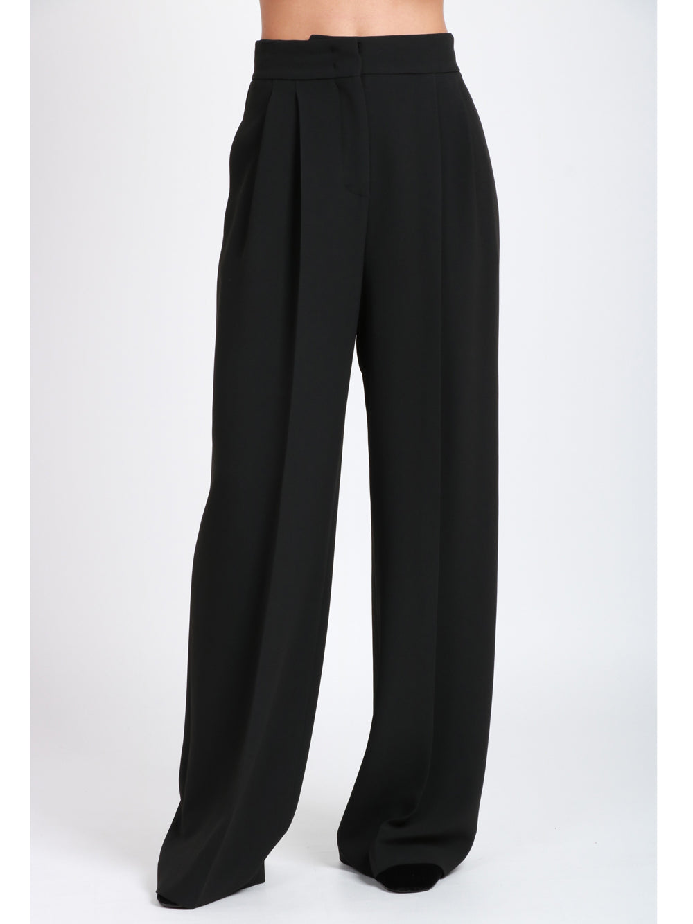 ALBERTA FERRETTI Pantaloni Palazzo in Cady Neri con Pinces Nero