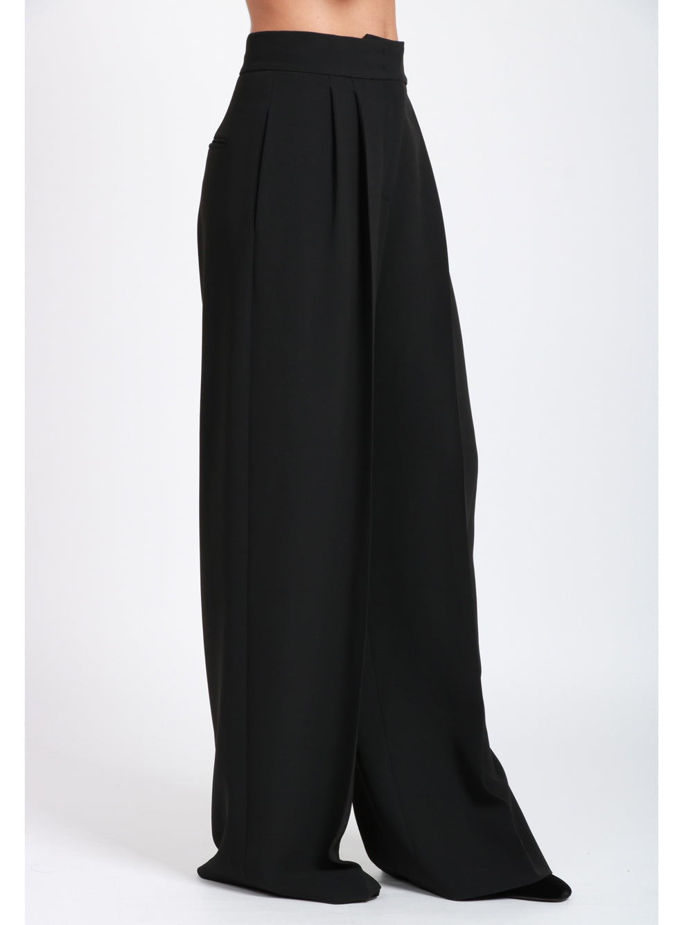 ALBERTA FERRETTI Pantaloni Palazzo in Cady Neri con Pinces Nero
