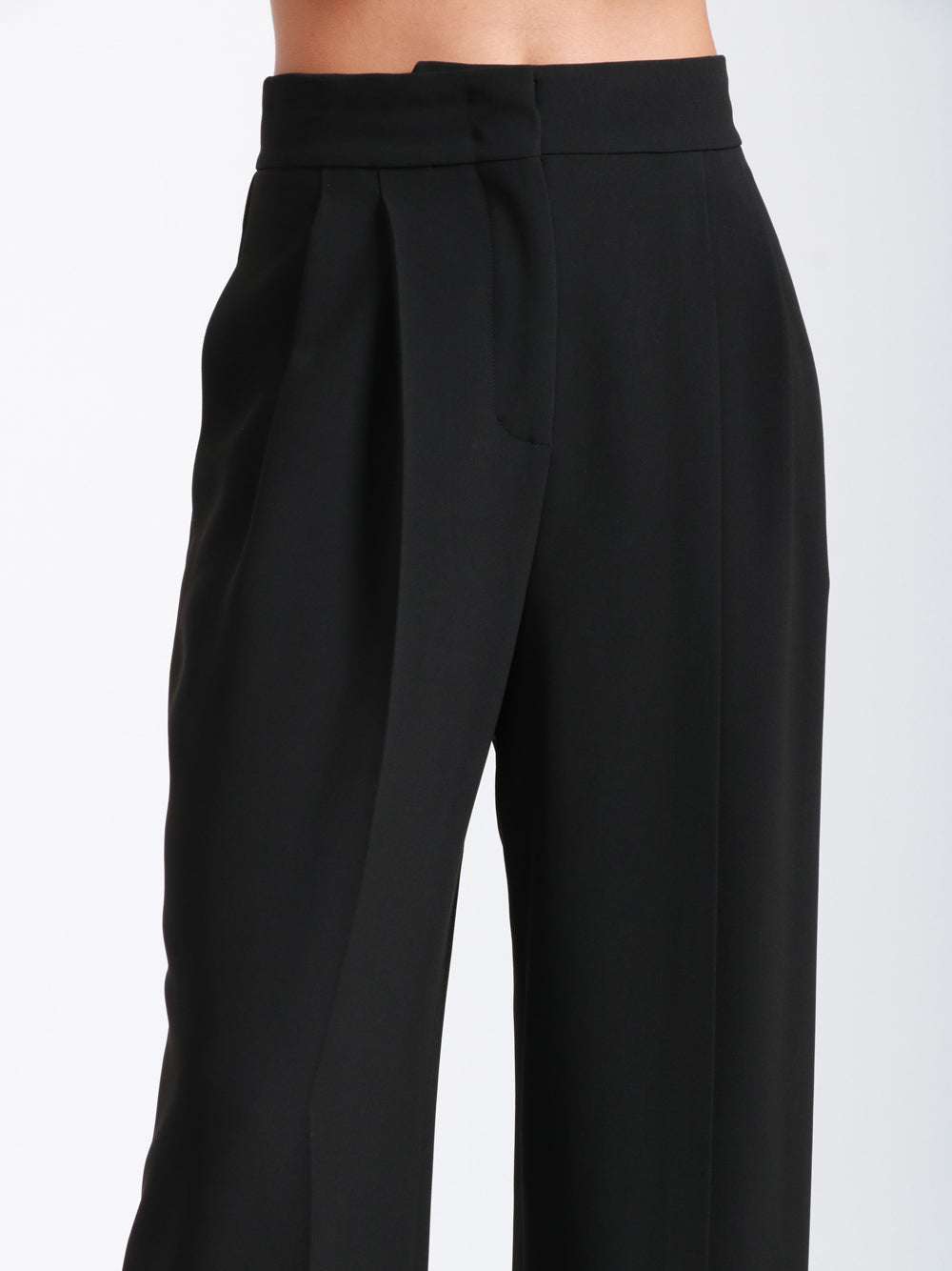 ALBERTA FERRETTI Pantaloni Palazzo in Cady Neri con Pinces Nero