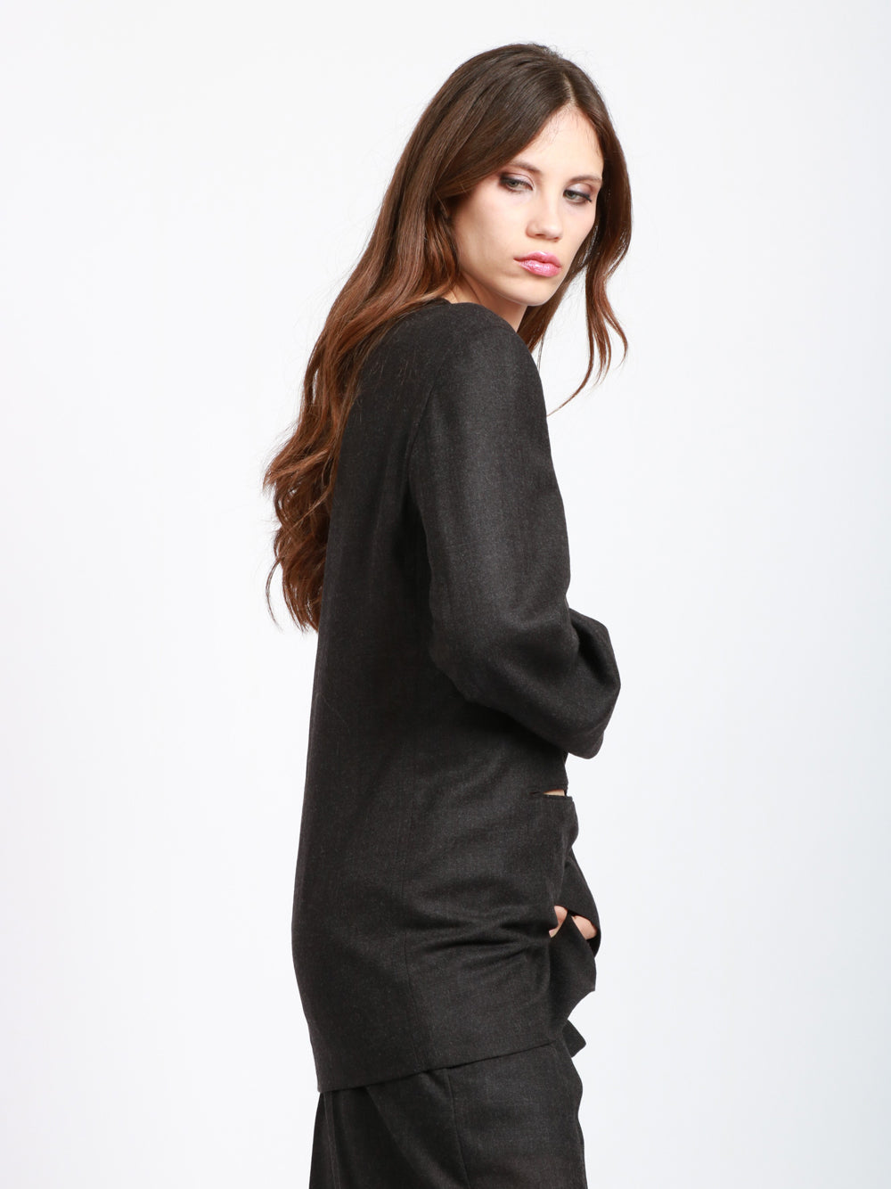 ALBERTA FERRETTI Giacca Top scollo a V Mono Petto Grigia Grigio Antracite