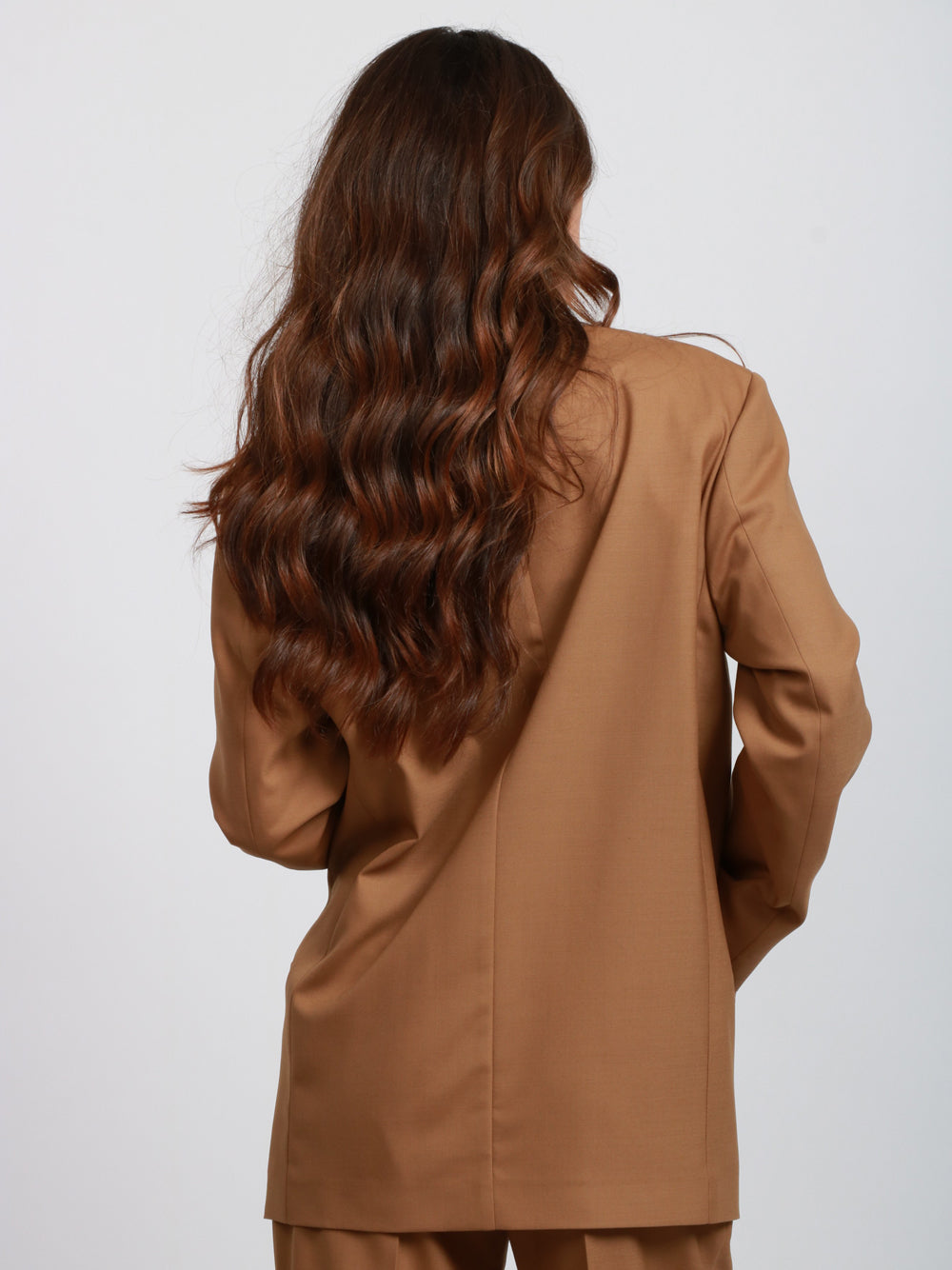ALBERTA FERRETTI Giacca Doppiopetto Over in Fresco di Lana Cammello Camel