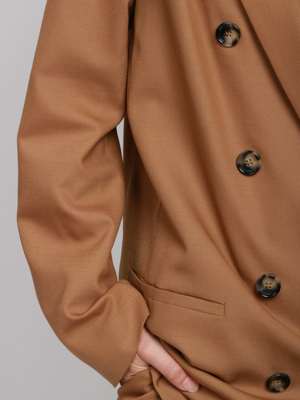 ALBERTA FERRETTI Giacca Doppiopetto Over in Fresco di Lana Cammello Camel
