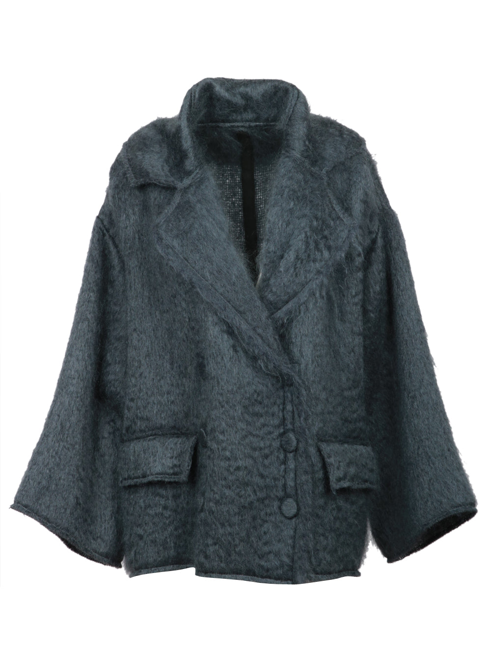 ALBERTA FERRETTI Caban Doppiopetto in Misto Mohair Grigio Grigio