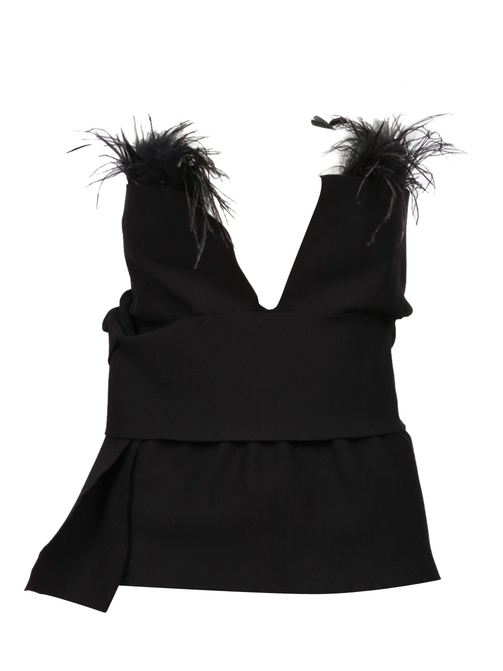 ALBERTA FERRETTI Top Bustier a Fascia Nero con Piume Nero