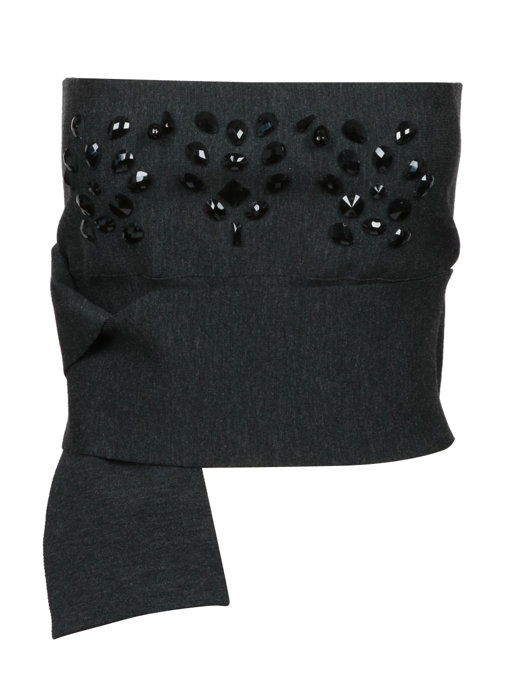 ALBERTA FERRETTI Top Bustier a Fascia in Lana Vergine Grigio con Pietre Antracite