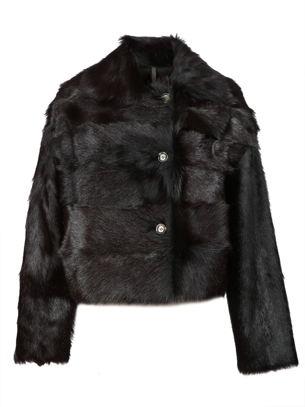 ALBERTA FERRETTI Giacca in Montone Double-Face Testa di Moro Nero Marrone