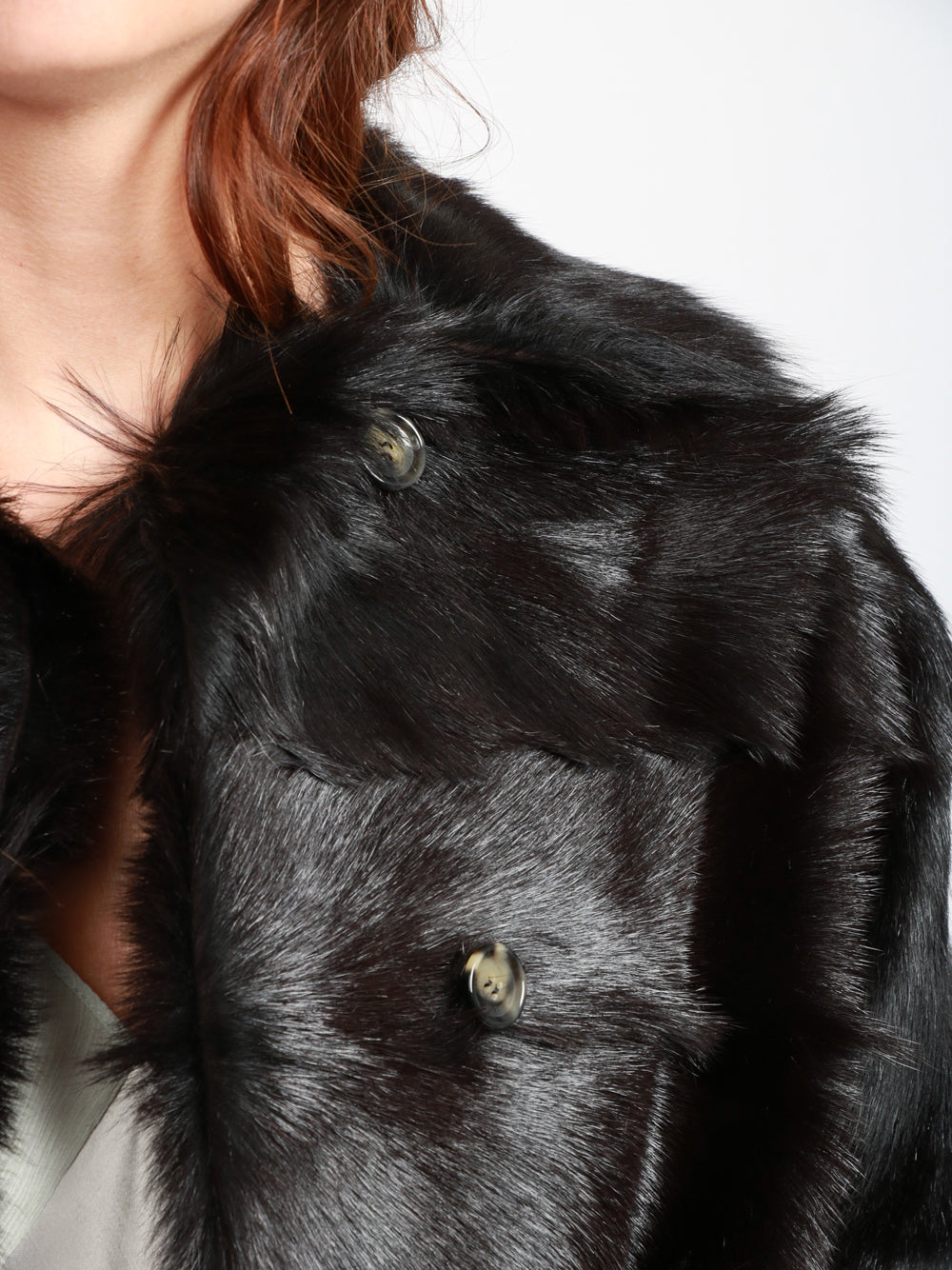 ALBERTA FERRETTI Giacca in Montone Double-Face Testa di Moro Nero Marrone