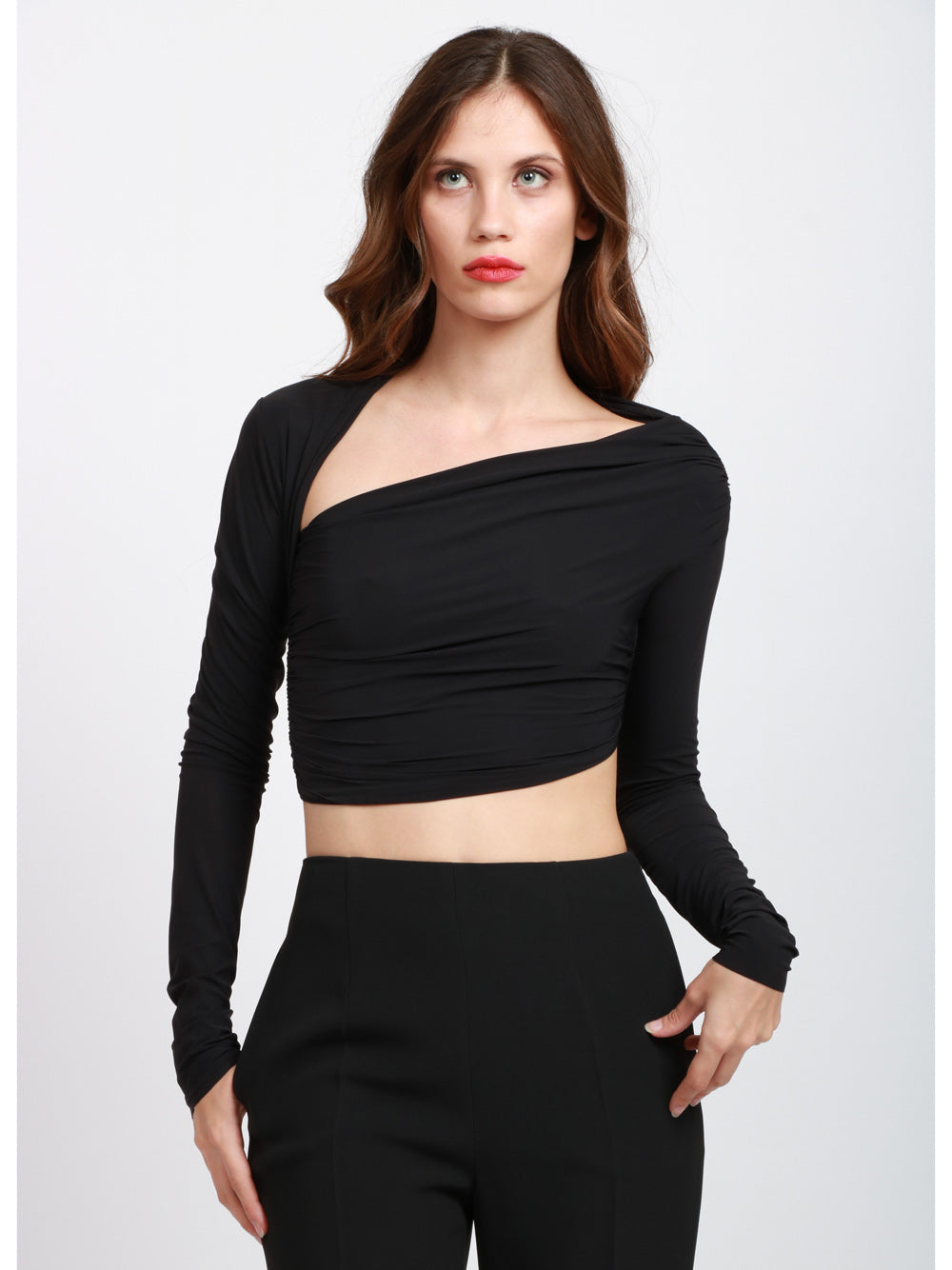AMAZUIN Top Gabi Crop Nero Nero