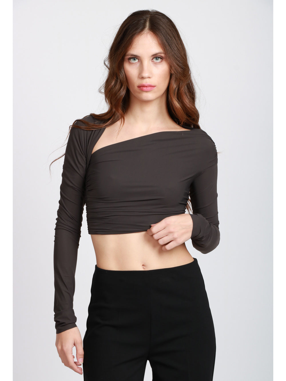 AMAZUIN Top Gabi Crop Marrone Marrone