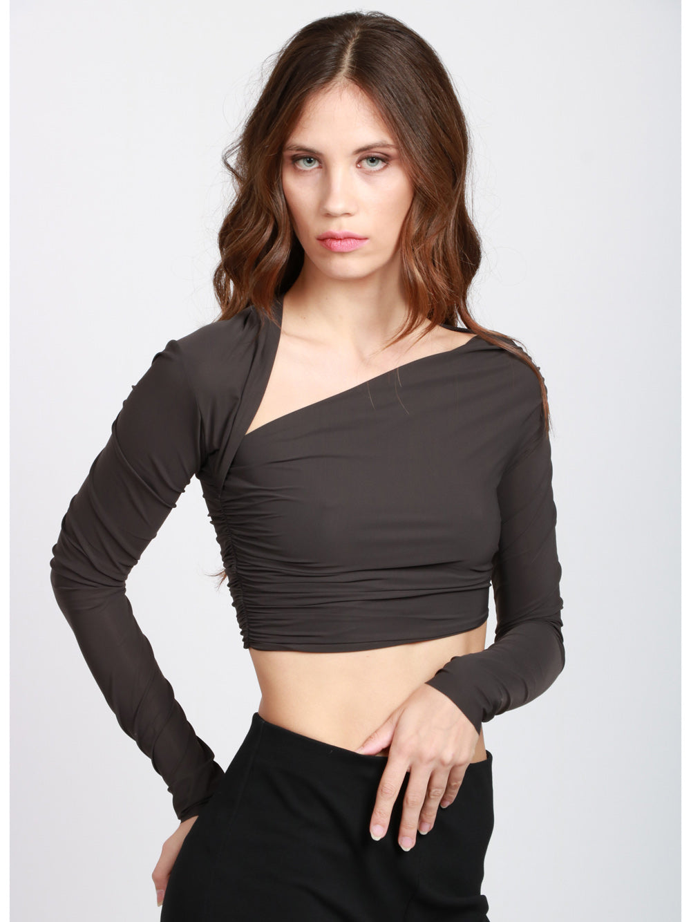AMAZUIN Top Gabi Crop Marrone Marrone