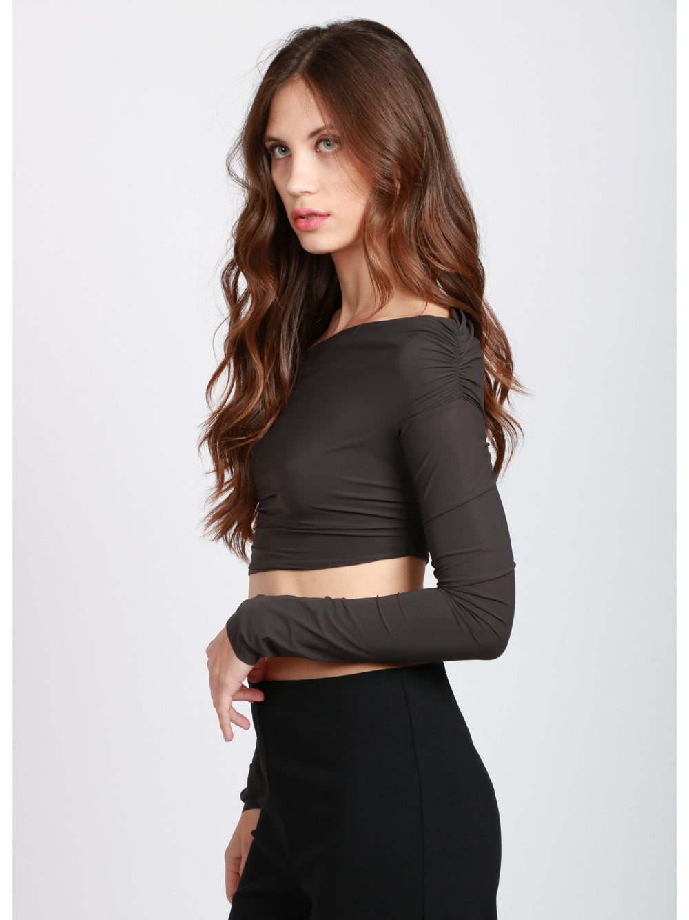 AMAZUIN Top Gabi Crop Marrone Marrone