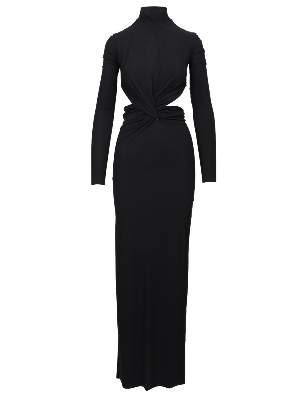 AMAZUIN Vestito Leonie Lungo Nero con Cut Out e Scollo a Goccia Nero
