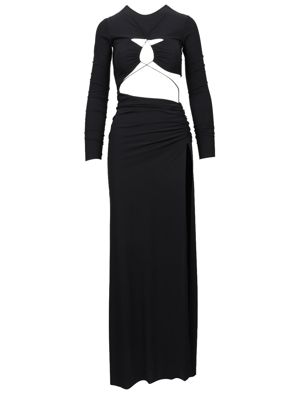 AMAZUIN Vestito Maggie Lungo Nero con Cut Out e Spacco Nero