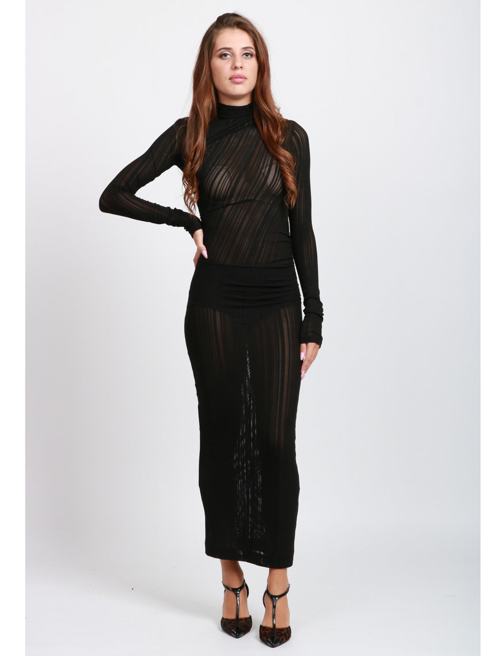 AMAZUIN Vestito Olga Tubino Nero Effetto Trasparente Nero