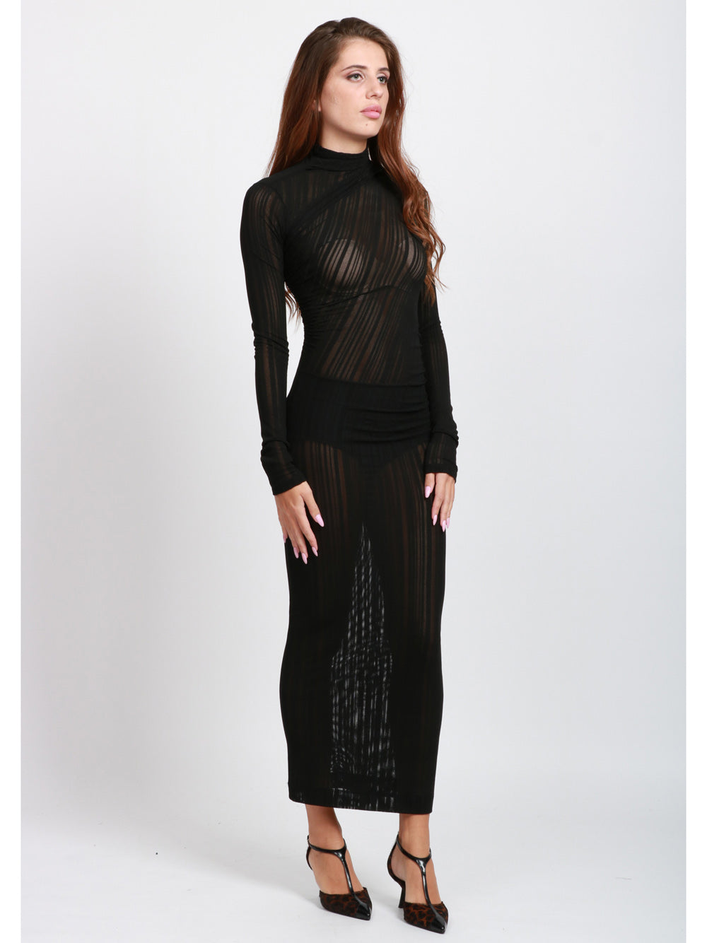 AMAZUIN Vestito Olga Tubino Nero Effetto Trasparente Nero
