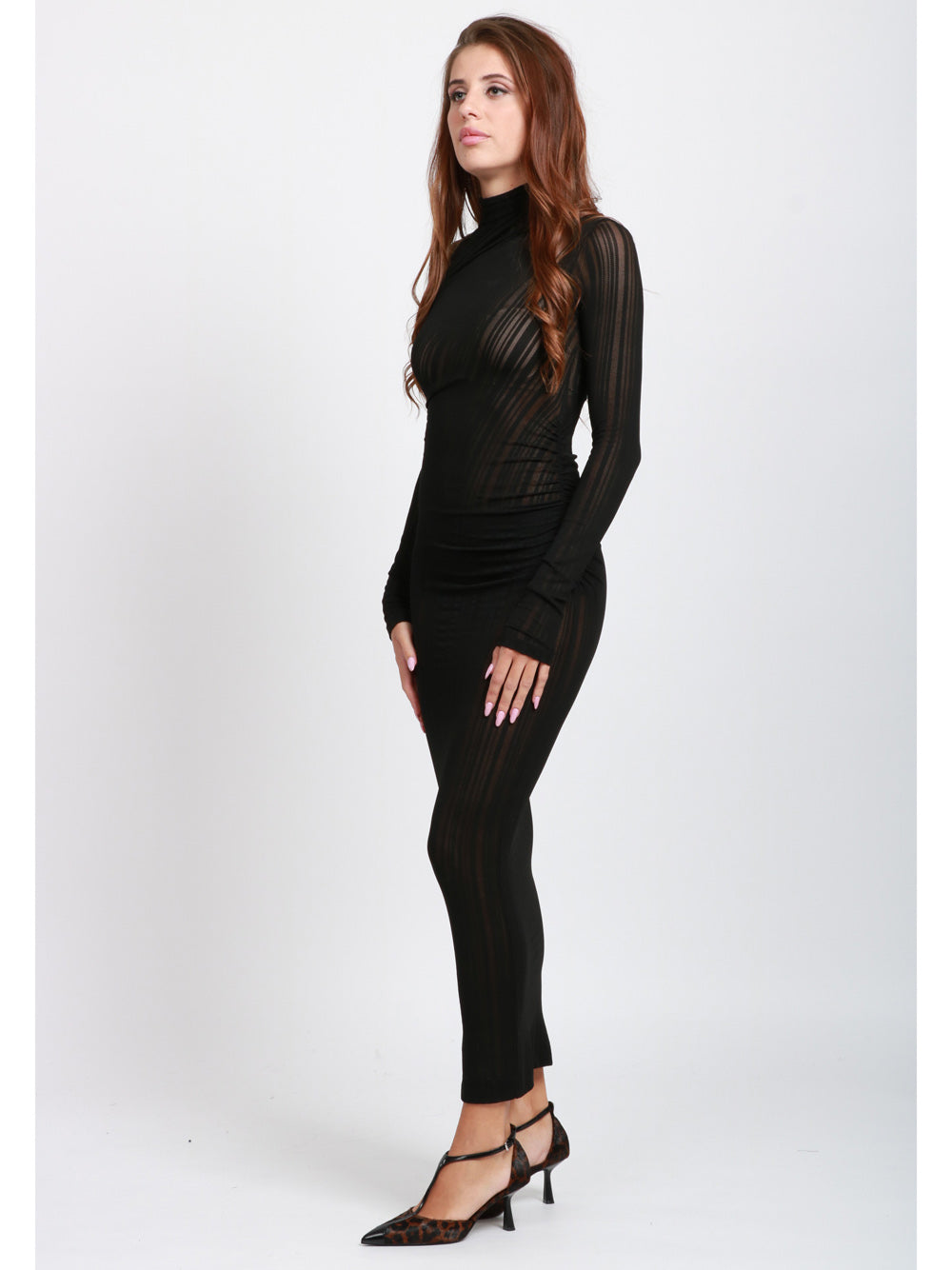 AMAZUIN Vestito Olga Tubino Nero Effetto Trasparente Nero