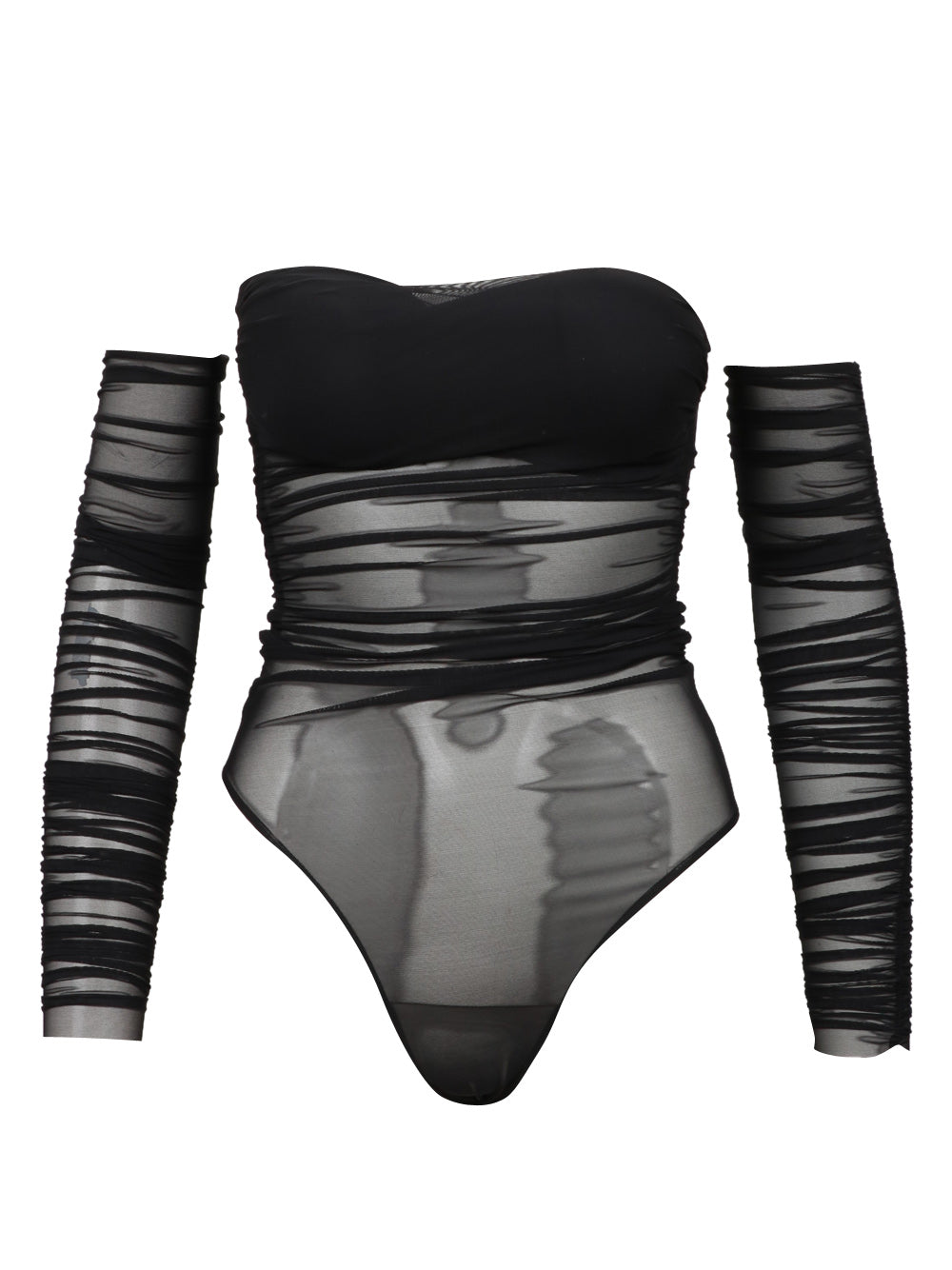 AMAZUIN Top Oriane a Fascia in Tulle Nero Nero