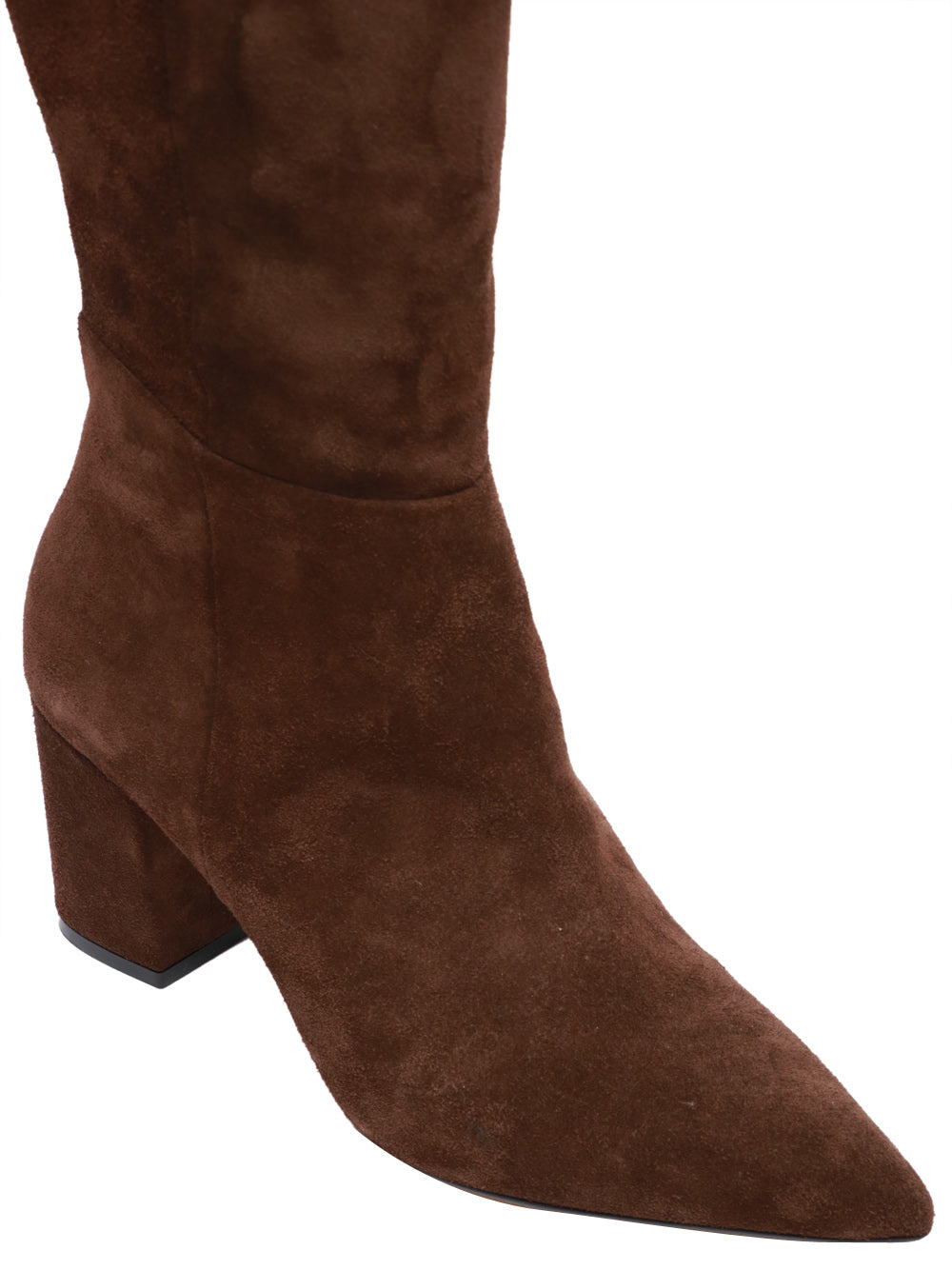 ARIA SHOES Stivali a Punta in Pelle Scamosciata Cuoio Testa di moro