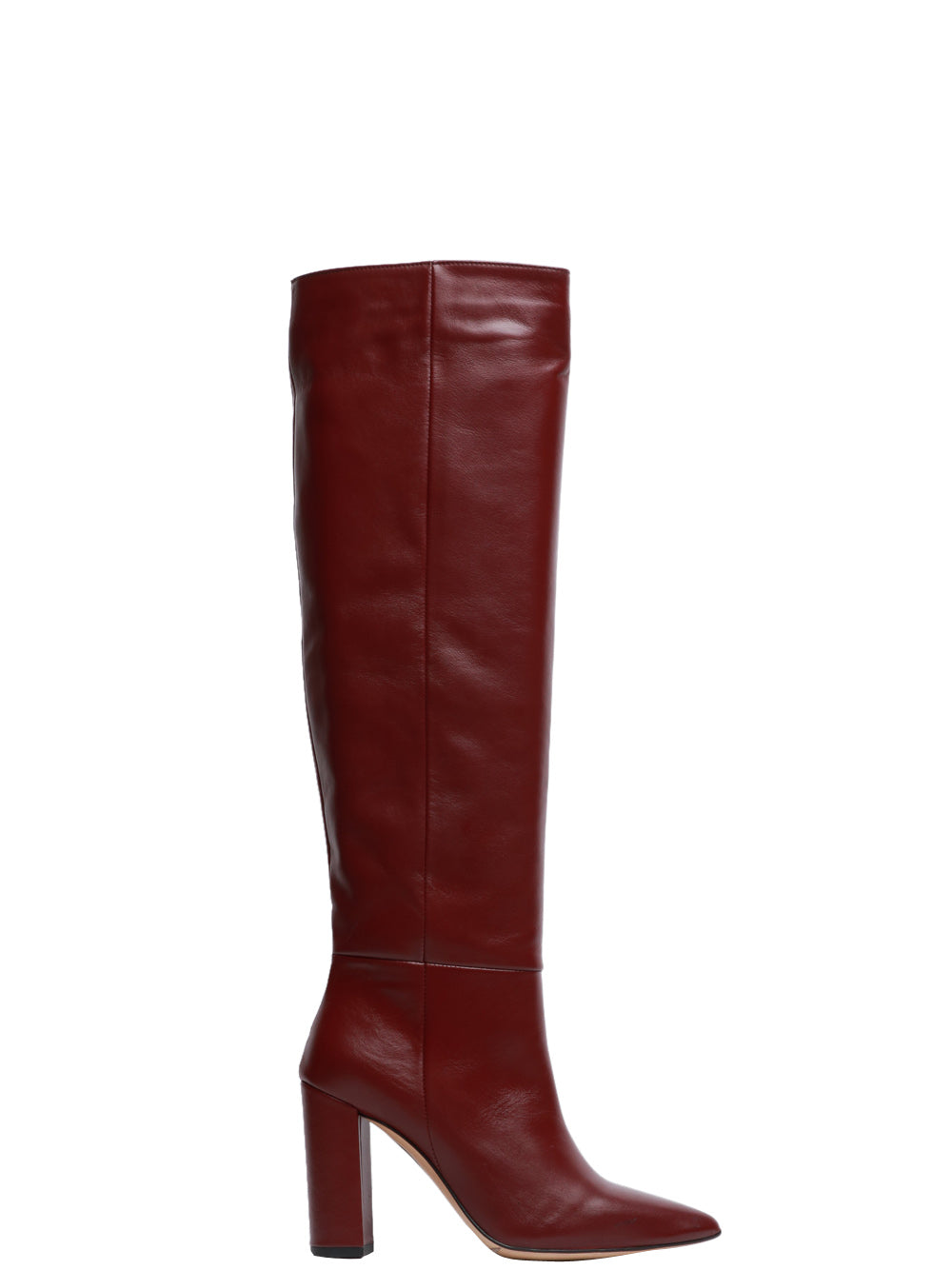 ARIA SHOES Stivali a Punta in Pelle Bordeaux con Tacco Bordeaux