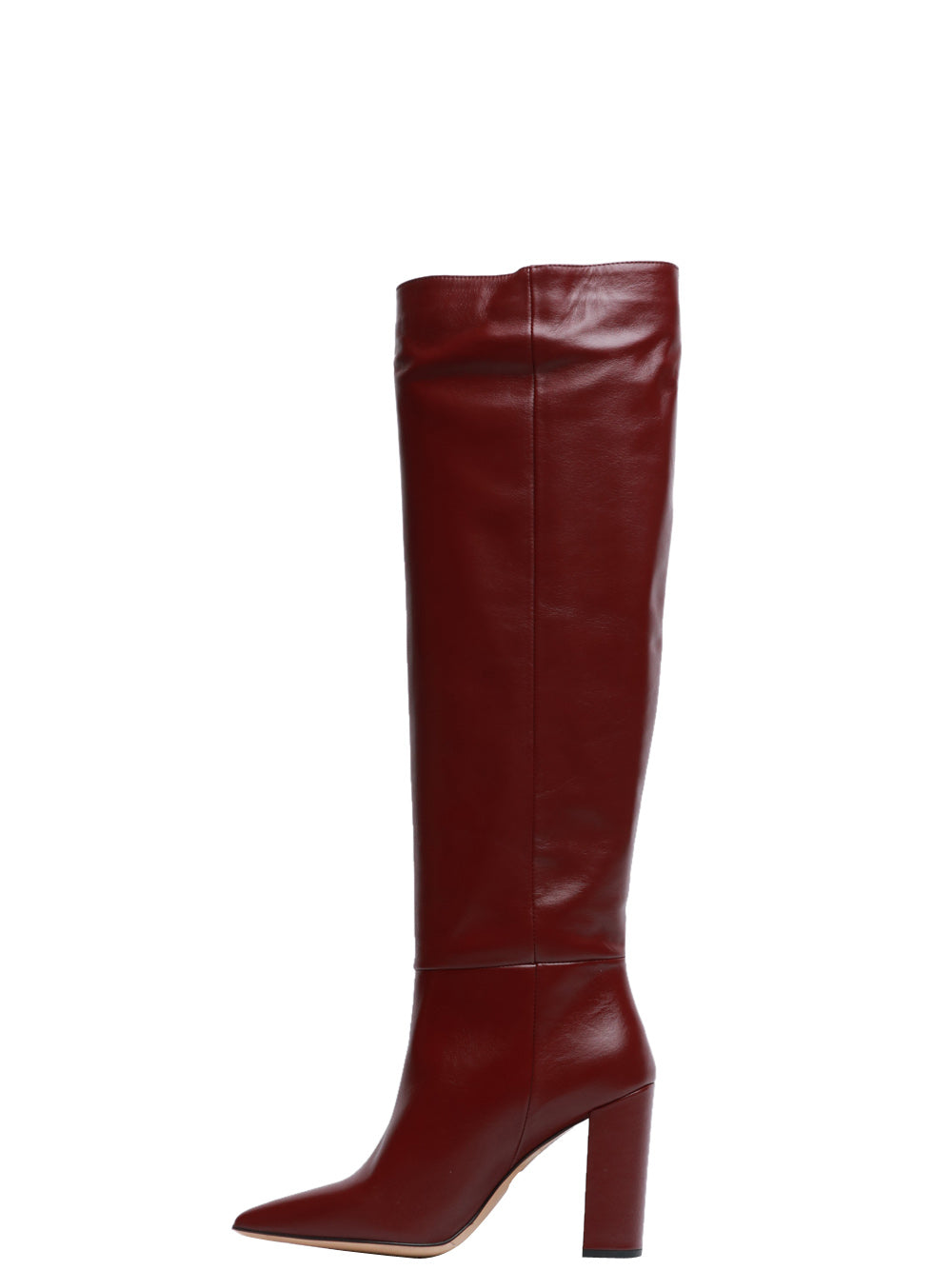 ARIA SHOES Stivali a Punta in Pelle Bordeaux con Tacco Bordeaux