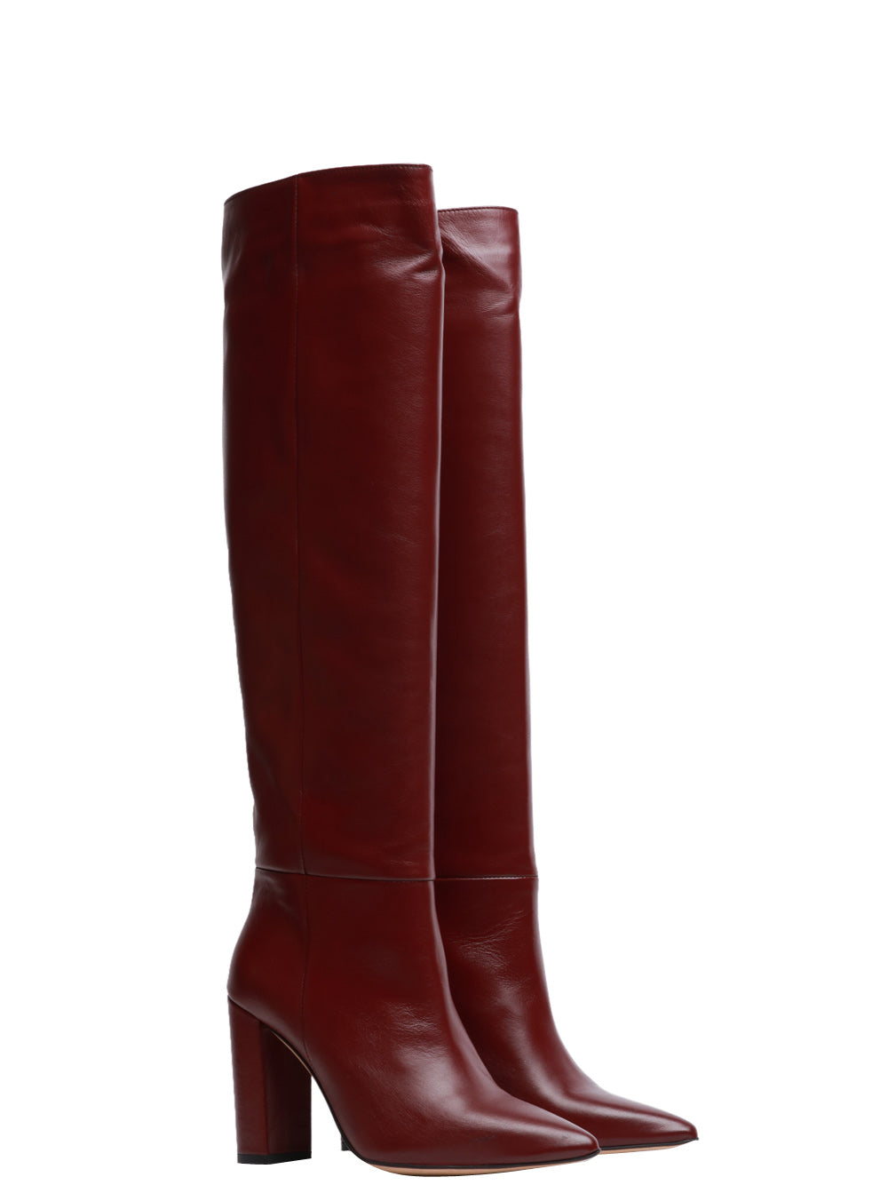 ARIA SHOES Stivali a Punta in Pelle Bordeaux con Tacco Bordeaux