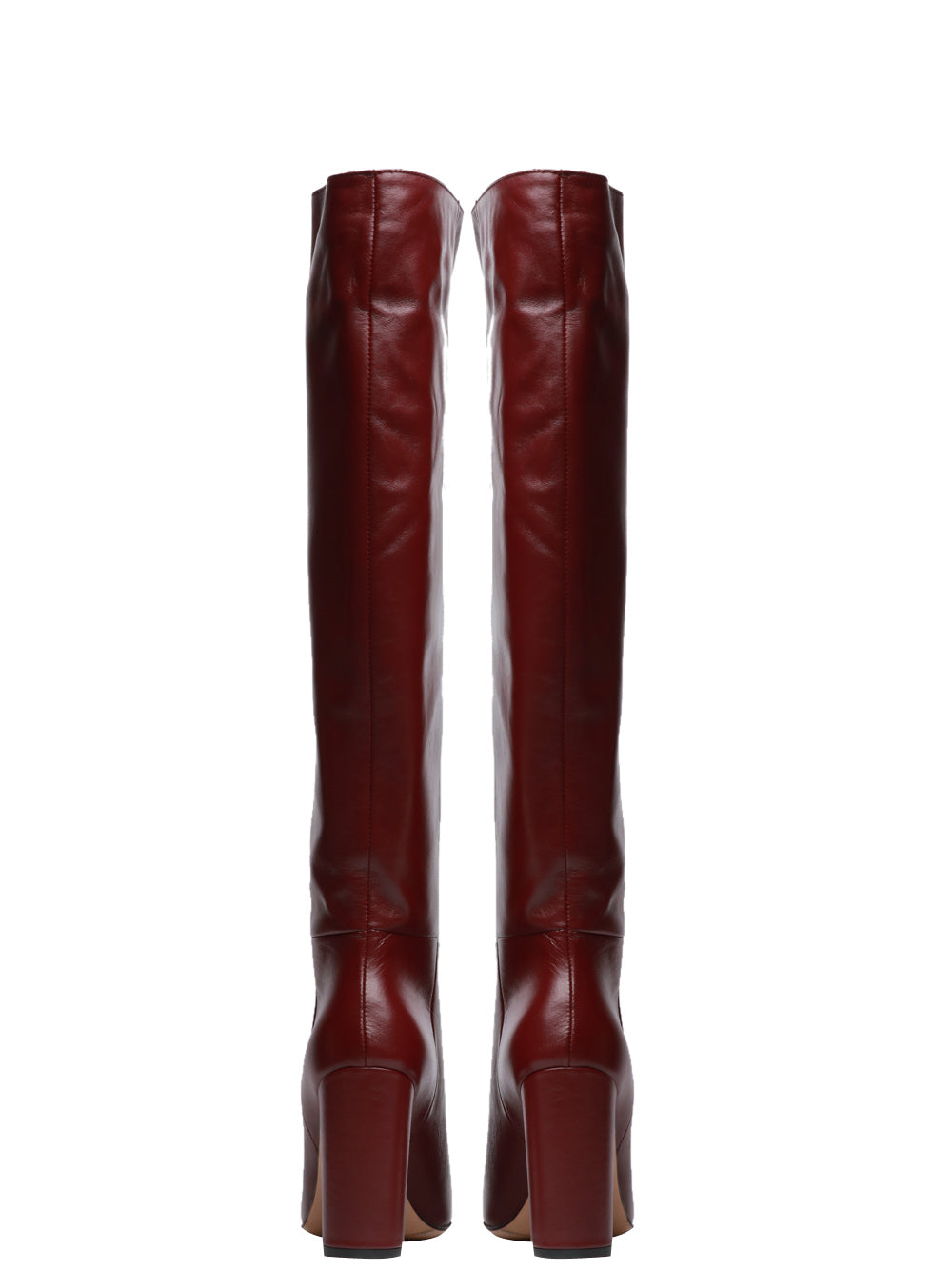 ARIA SHOES Stivali a Punta in Pelle Bordeaux con Tacco Bordeaux
