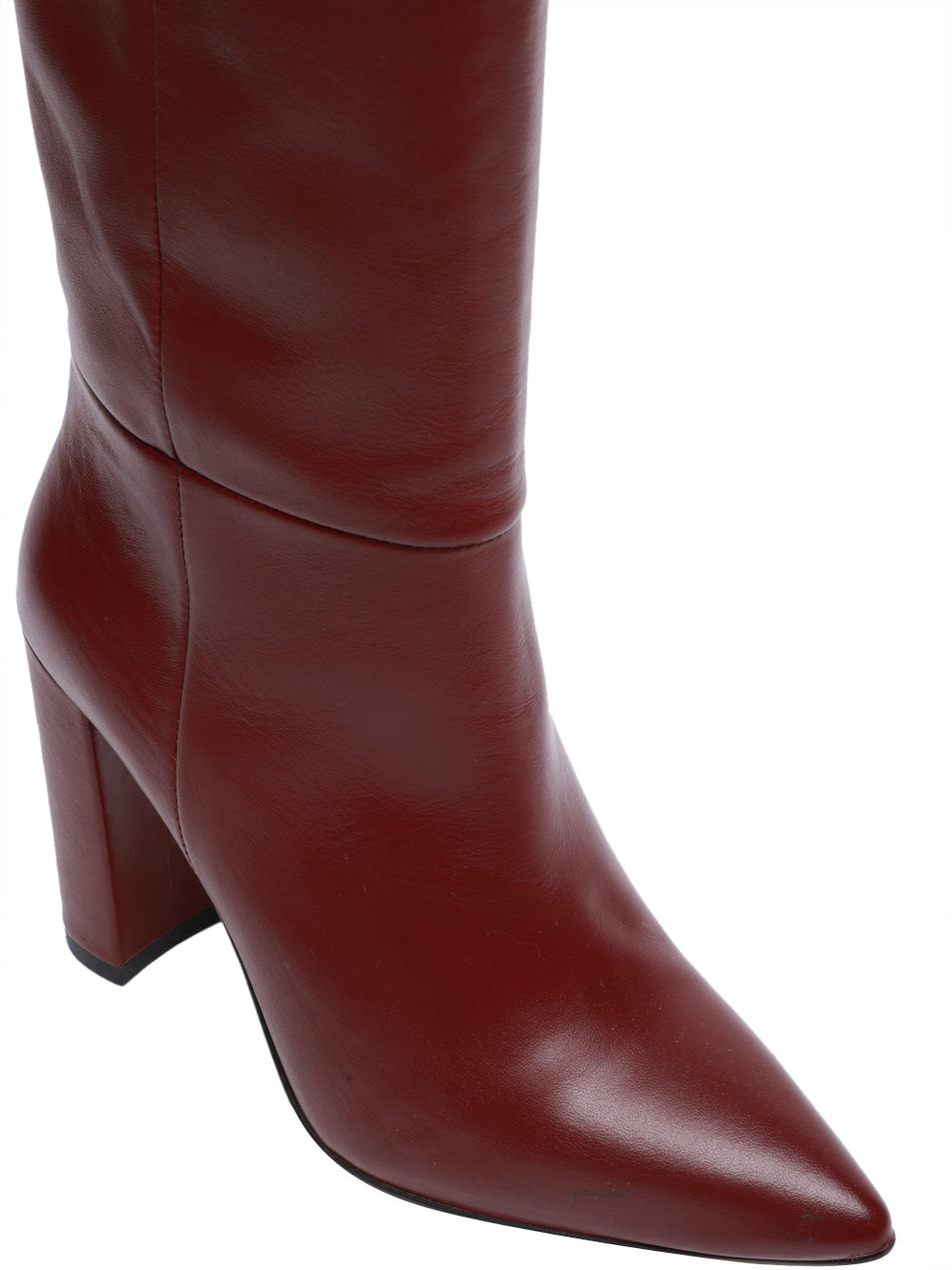 ARIA SHOES Stivali a Punta in Pelle Bordeaux con Tacco Bordeaux
