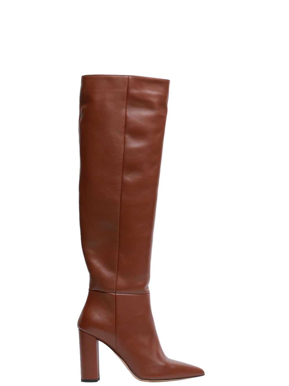 ARIA SHOES Stivali a Punta in Pelle Cuoio con Tacco Cuoio