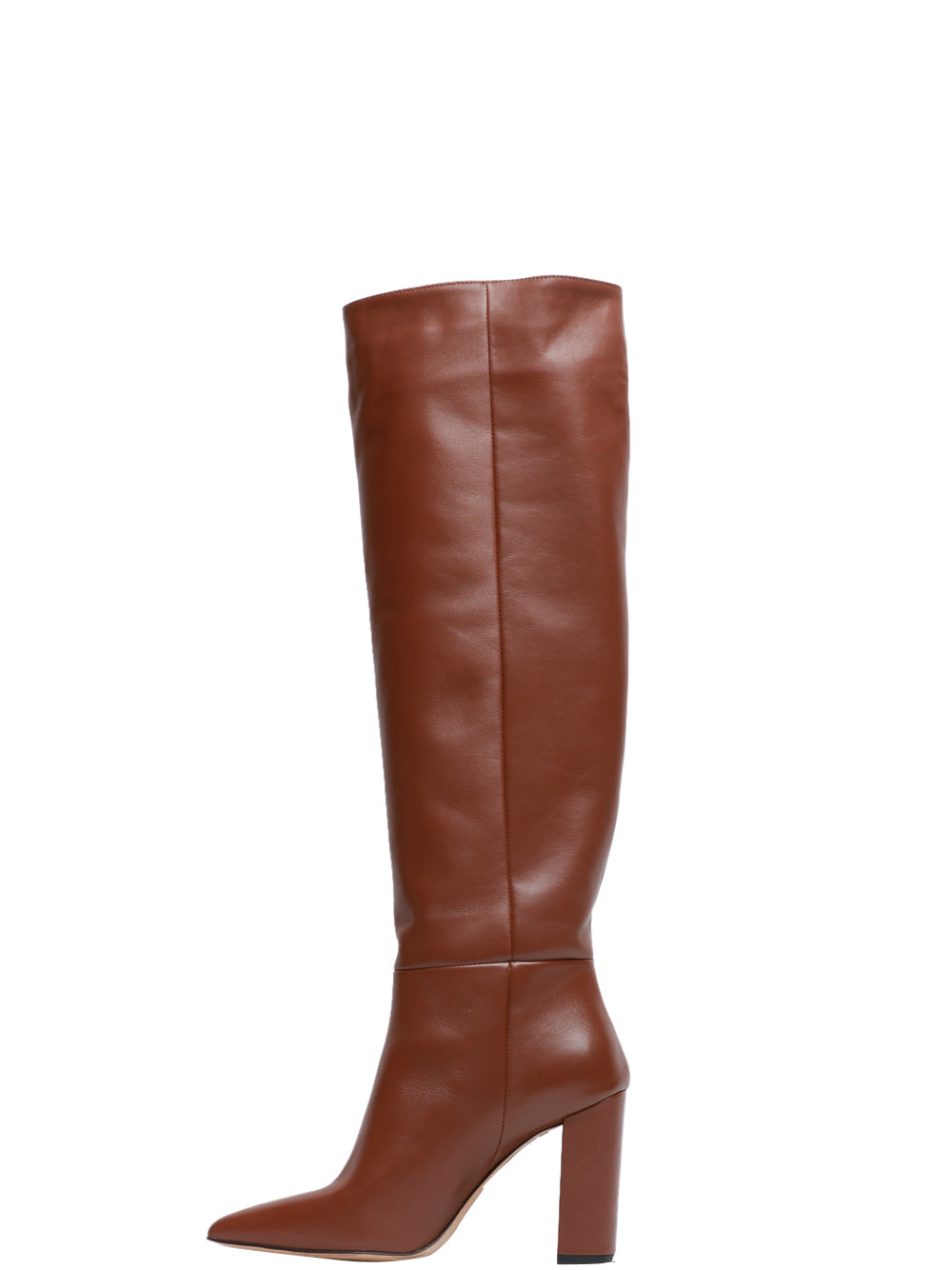 ARIA SHOES Stivali a Punta in Pelle Cuoio con Tacco Cuoio