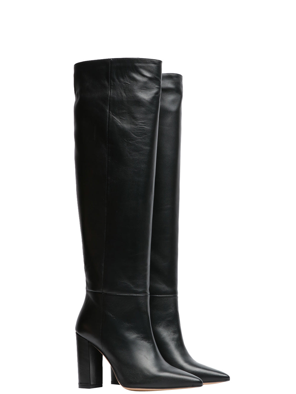 ARIA SHOES Stivali a Punta in Pelle Neri con Tacco Nero