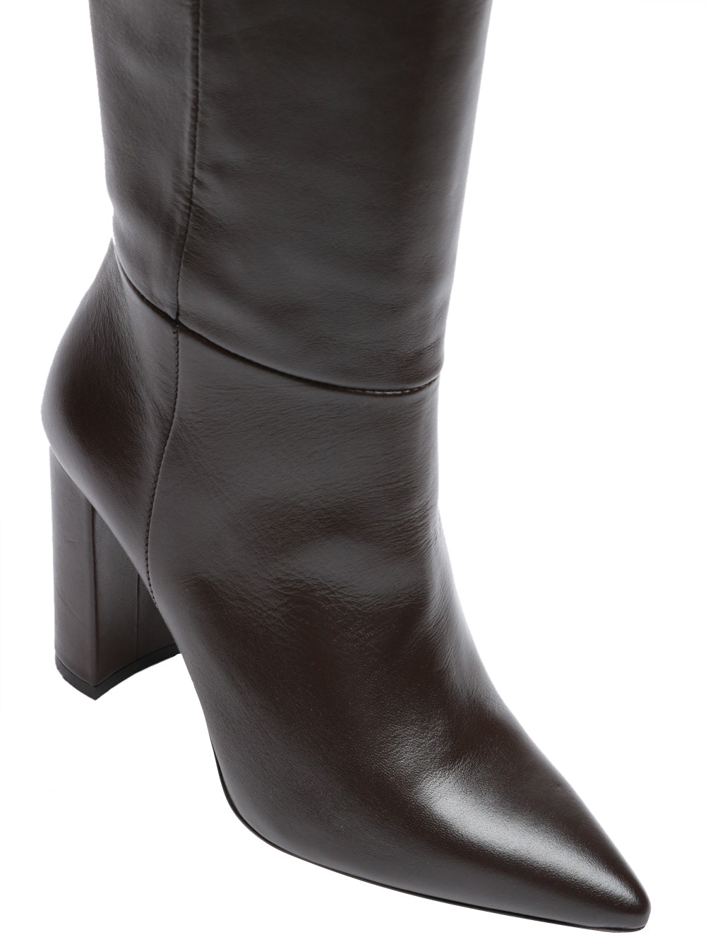 ARIA SHOES Stivali a Punta in Pelle Testa di Moro con Tacco Testa di moro