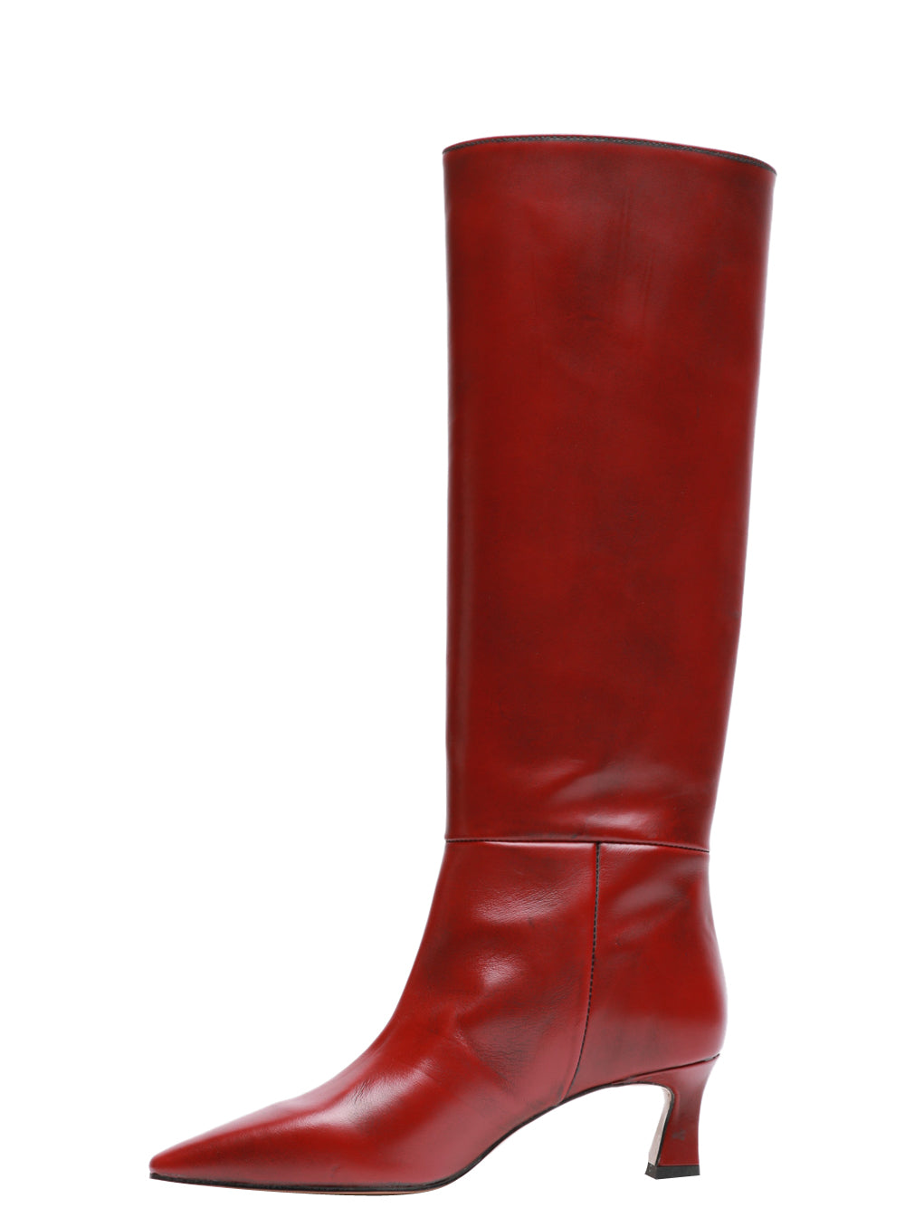 BIANCA DI Stivali in Pelle Bordeaux a Punta Bordeaux