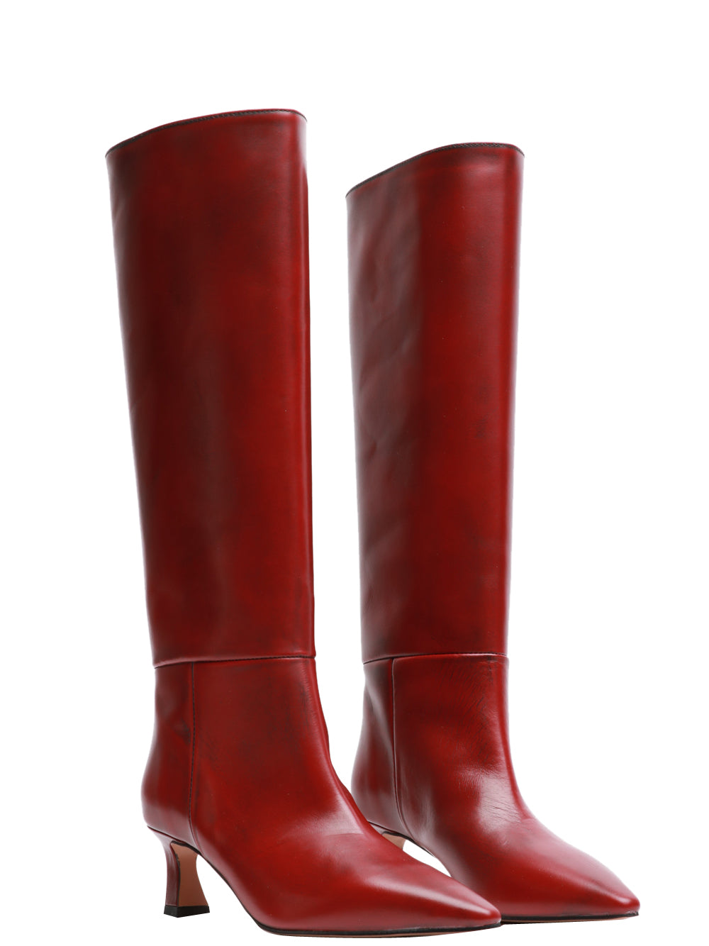 BIANCA DI Stivali in Pelle Bordeaux a Punta Bordeaux