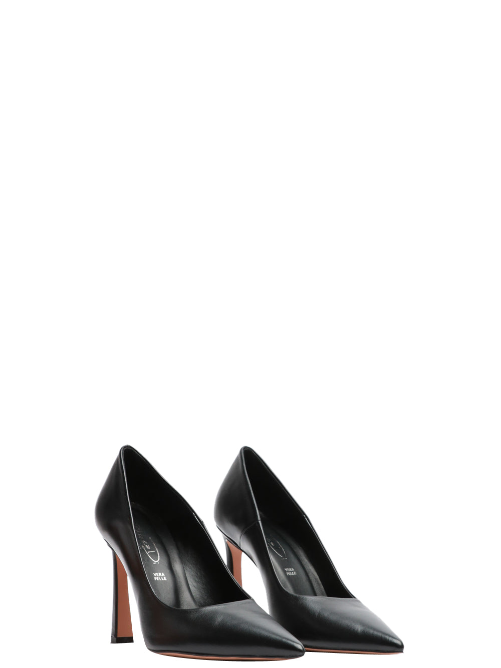 BIANCA DI Scarpe Décolleté in Pelle Nere con Tacco Alto Nero