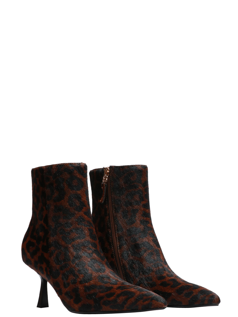 BIBI LOU Stivali Tronchetto Sakura a Punta in Cavallio Animalier Marrone/nero