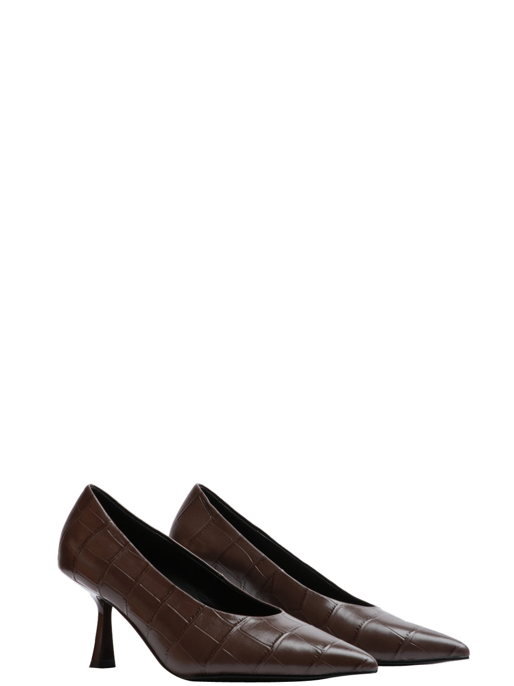 BIBI LOU Scarpe Décolleté Tiare in Pelle Croco Marroni Marrone