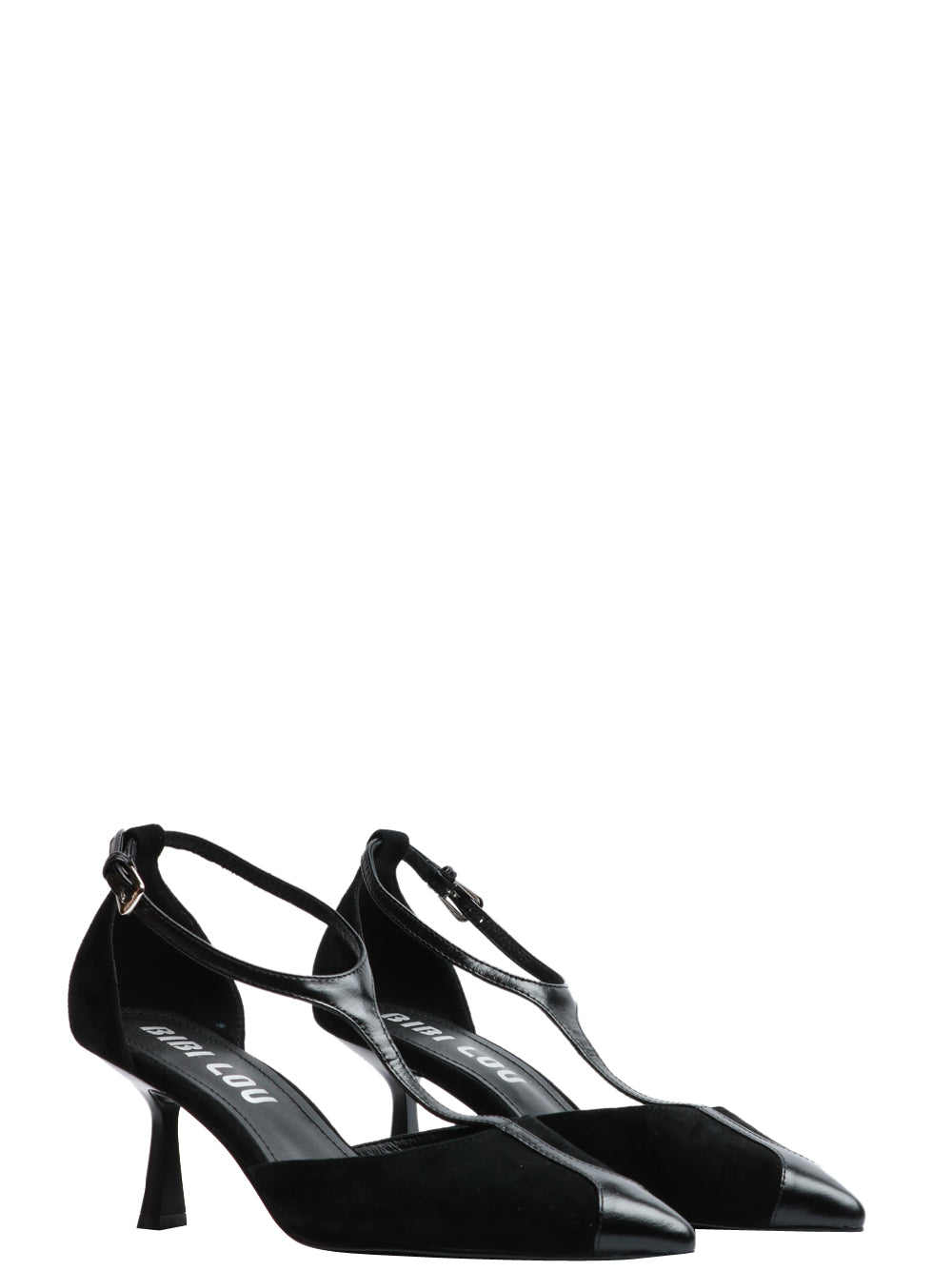 BIBI LOU Scarpe Décolleté Canna a Punta in Suede Nere Nero