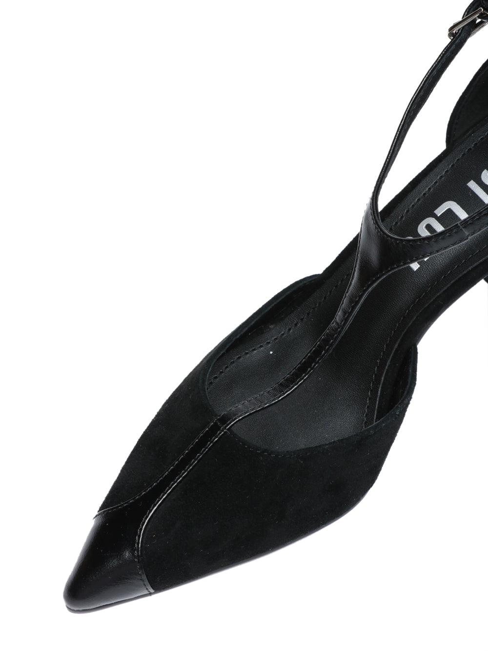 BIBI LOU Scarpe Décolleté Canna a Punta in Suede Nere Nero