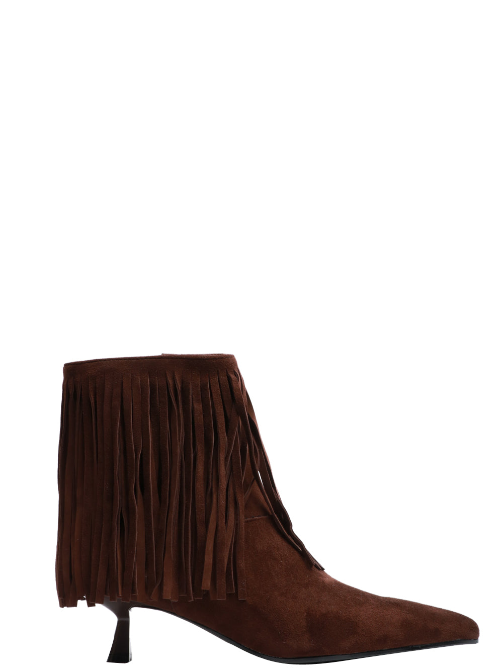 BIBI LOU Stivali Tronchetto Mizar in Suede Marroni con Frange Marrone