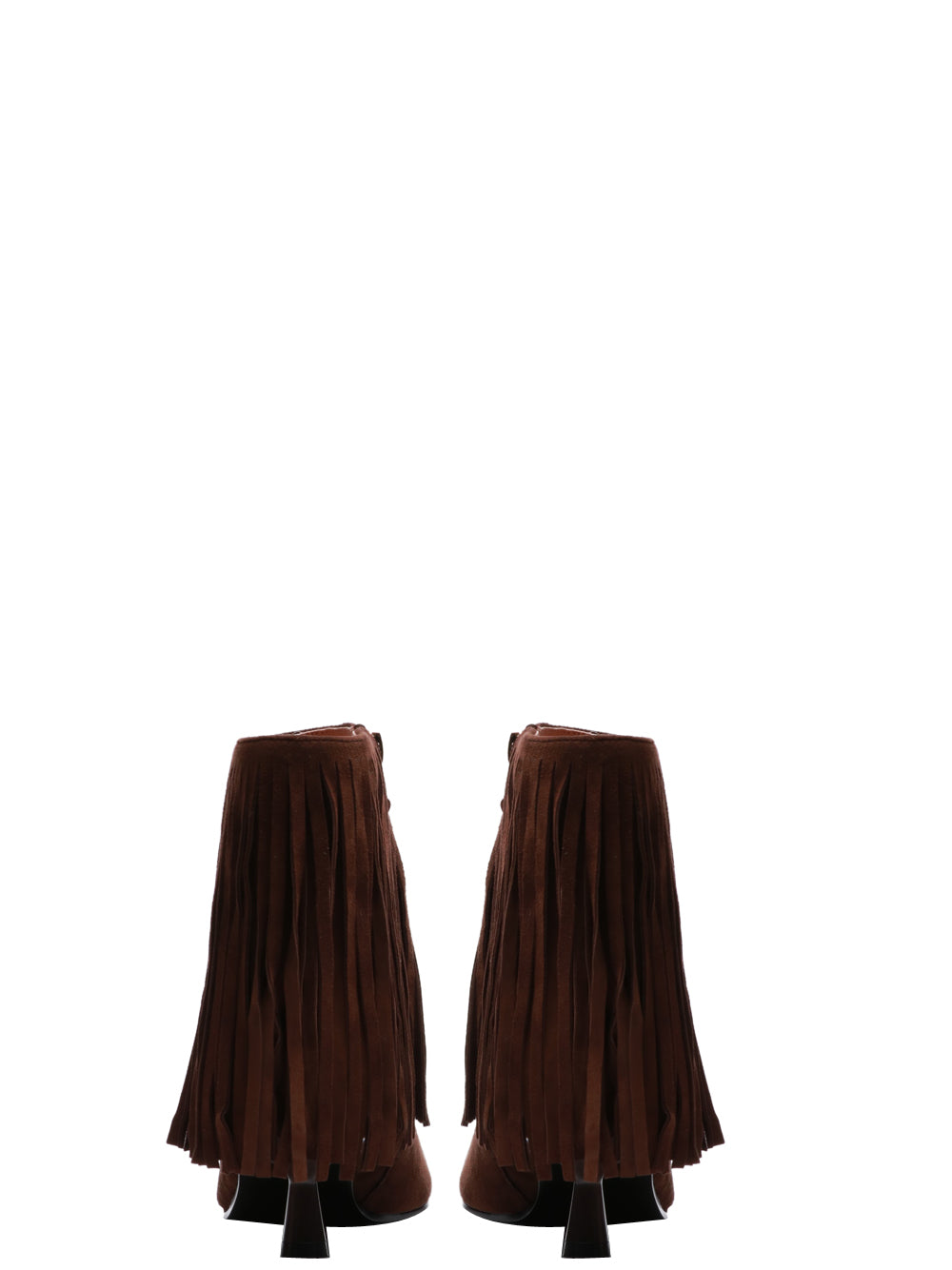 BIBI LOU Stivali Tronchetto Mizar in Suede Marroni con Frange Marrone