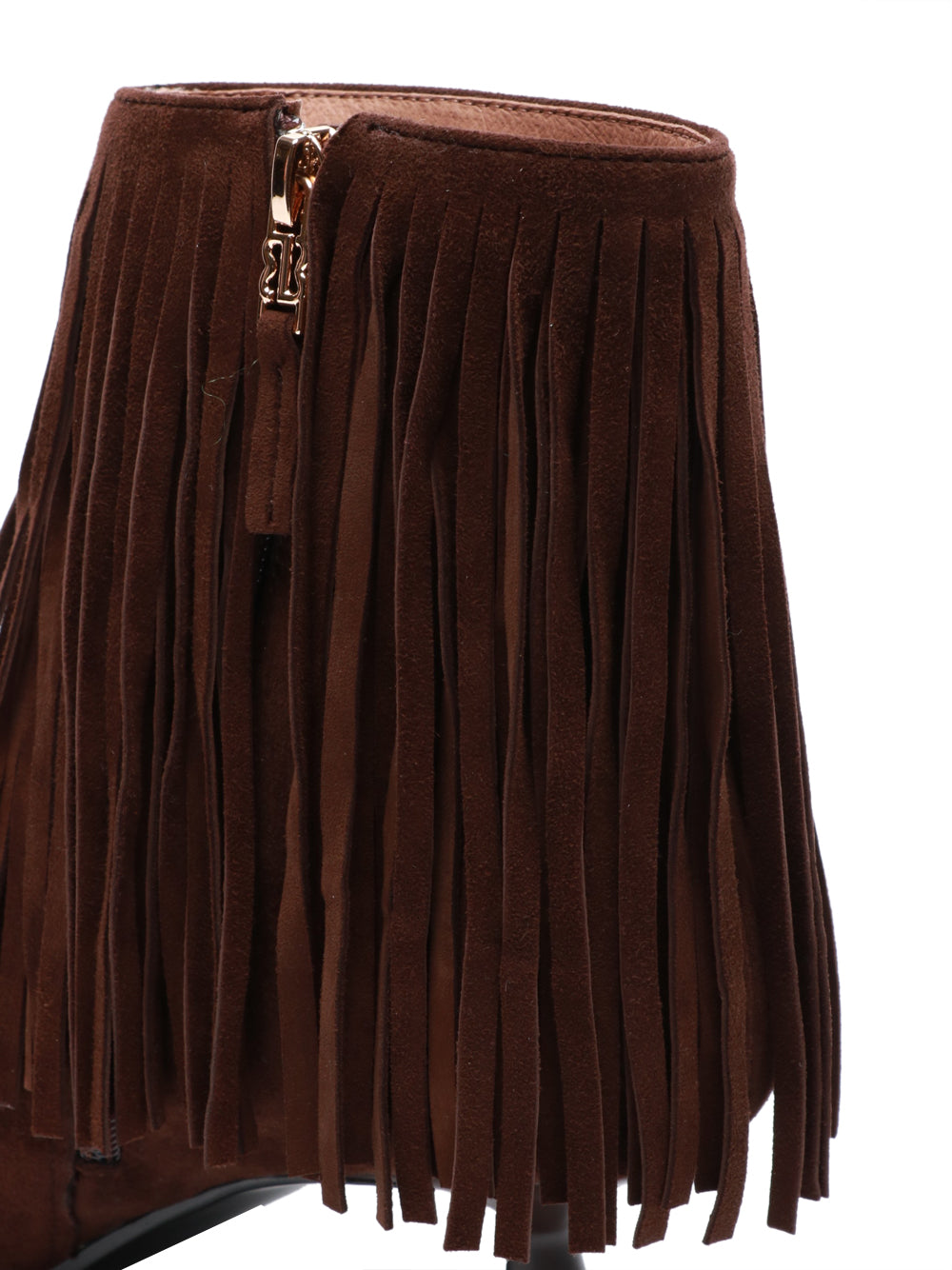 BIBI LOU Stivali Tronchetto Mizar in Suede Marroni con Frange Marrone