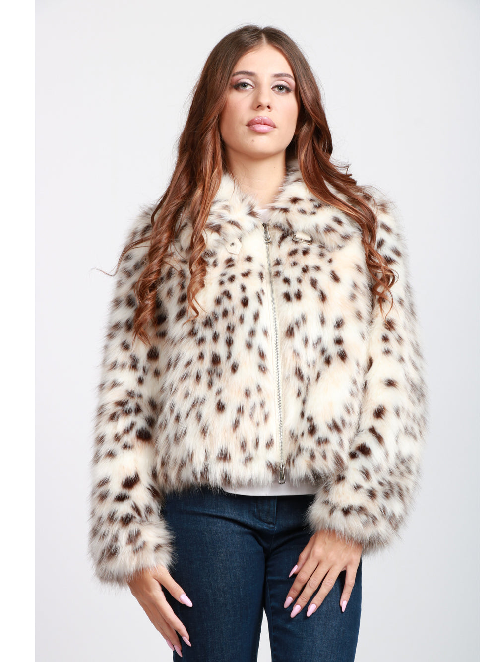 BULLY Giubbino in Ecopelliccia Animalier Bianco e Nero Bianco/nero