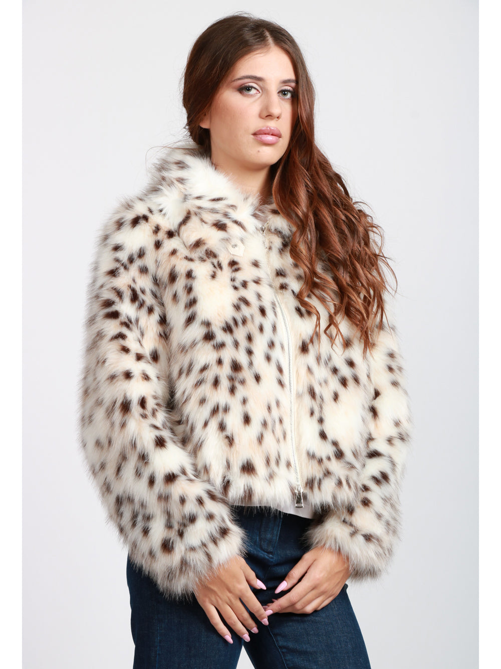 BULLY Giubbino in Ecopelliccia Animalier Bianco e Nero Bianco/nero