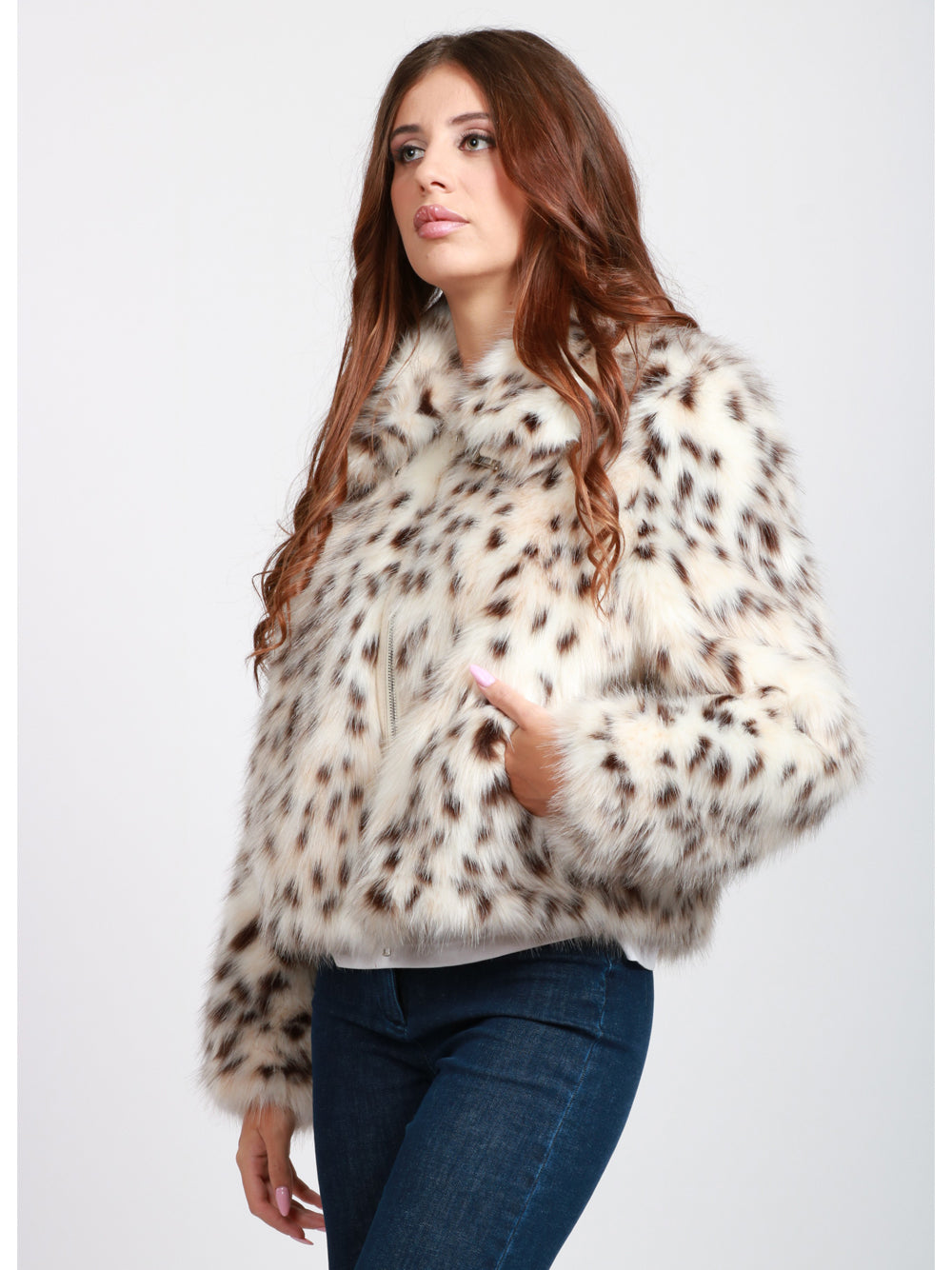 BULLY Giubbino in Ecopelliccia Animalier Bianco e Nero Bianco/nero