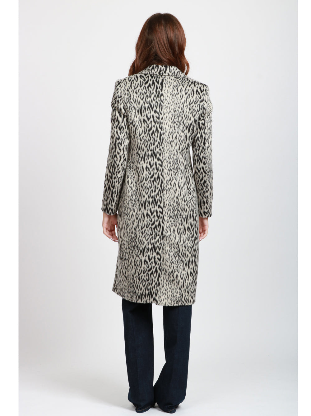 CHIARULLI Cappotto Cleopatra Monopetto Animalier Nero e Grigio Nero/grigio