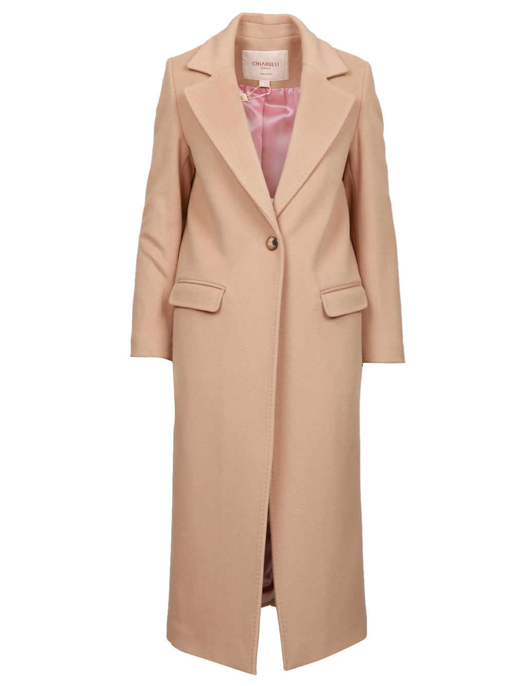 CHIARULLI Cappotto EOS Monopetto in Lana Vergine Cammello Camel