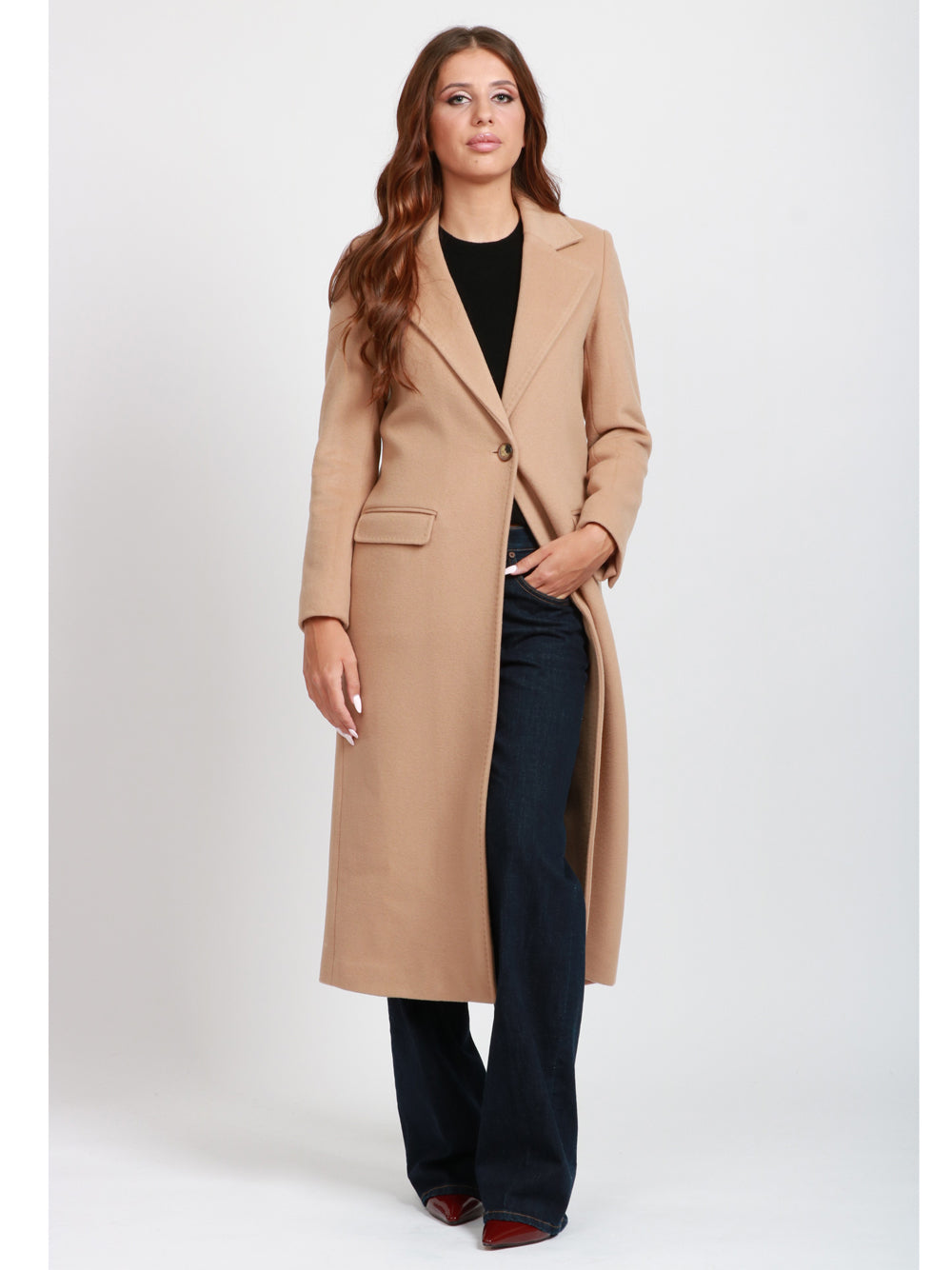 CHIARULLI Cappotto EOS Monopetto in Lana Vergine Cammello Camel