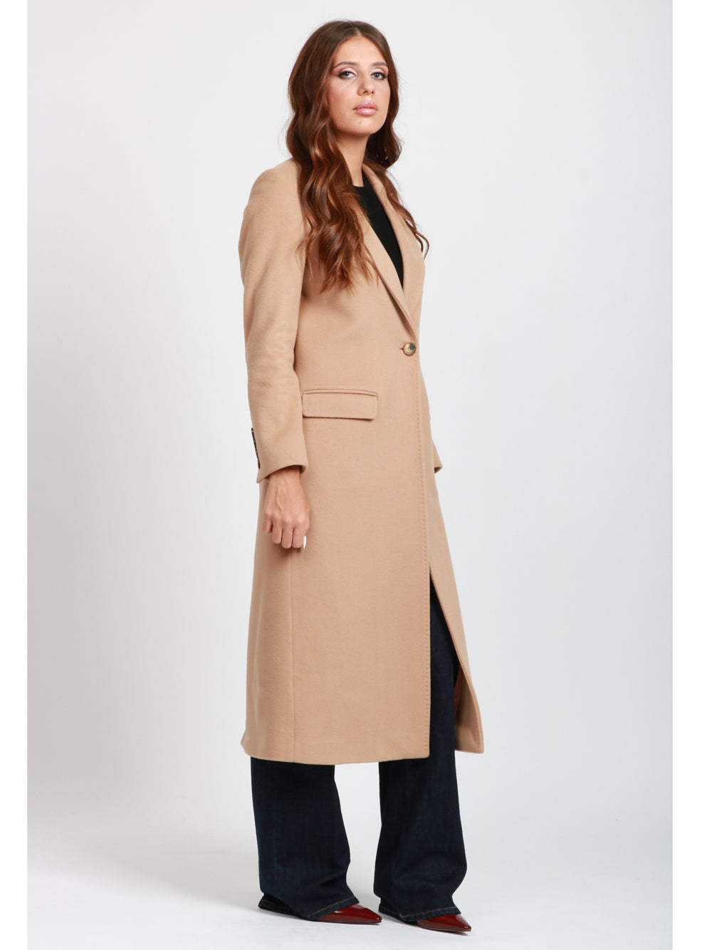 CHIARULLI Cappotto EOS Monopetto in Lana Vergine Cammello Camel