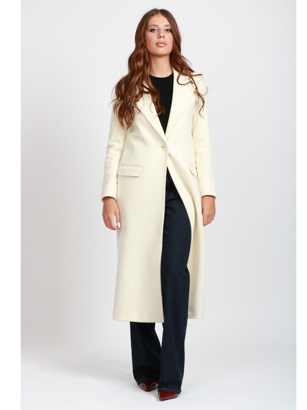 CHIARULLI Cappotto EOS Monopetto in Lana Vergine Avorio Avorio