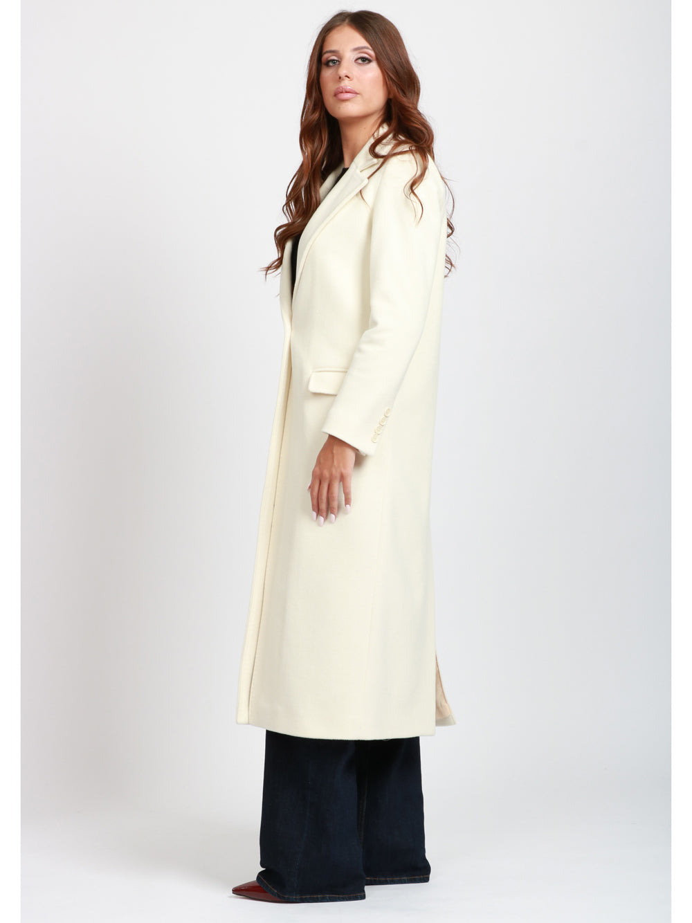CHIARULLI Cappotto EOS Monopetto in Lana Vergine Avorio Avorio